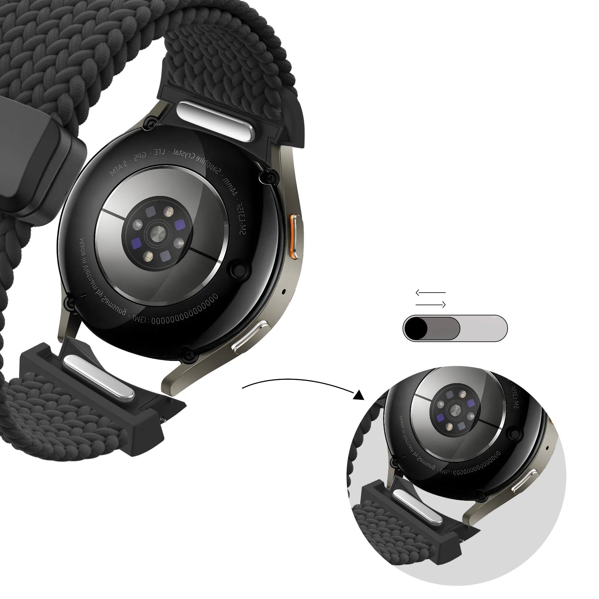 Bandz Samsung Galaxy Watch 6 Classic - 43mm Geflochtenes Armband 'Easy Fit' (Schwarz)