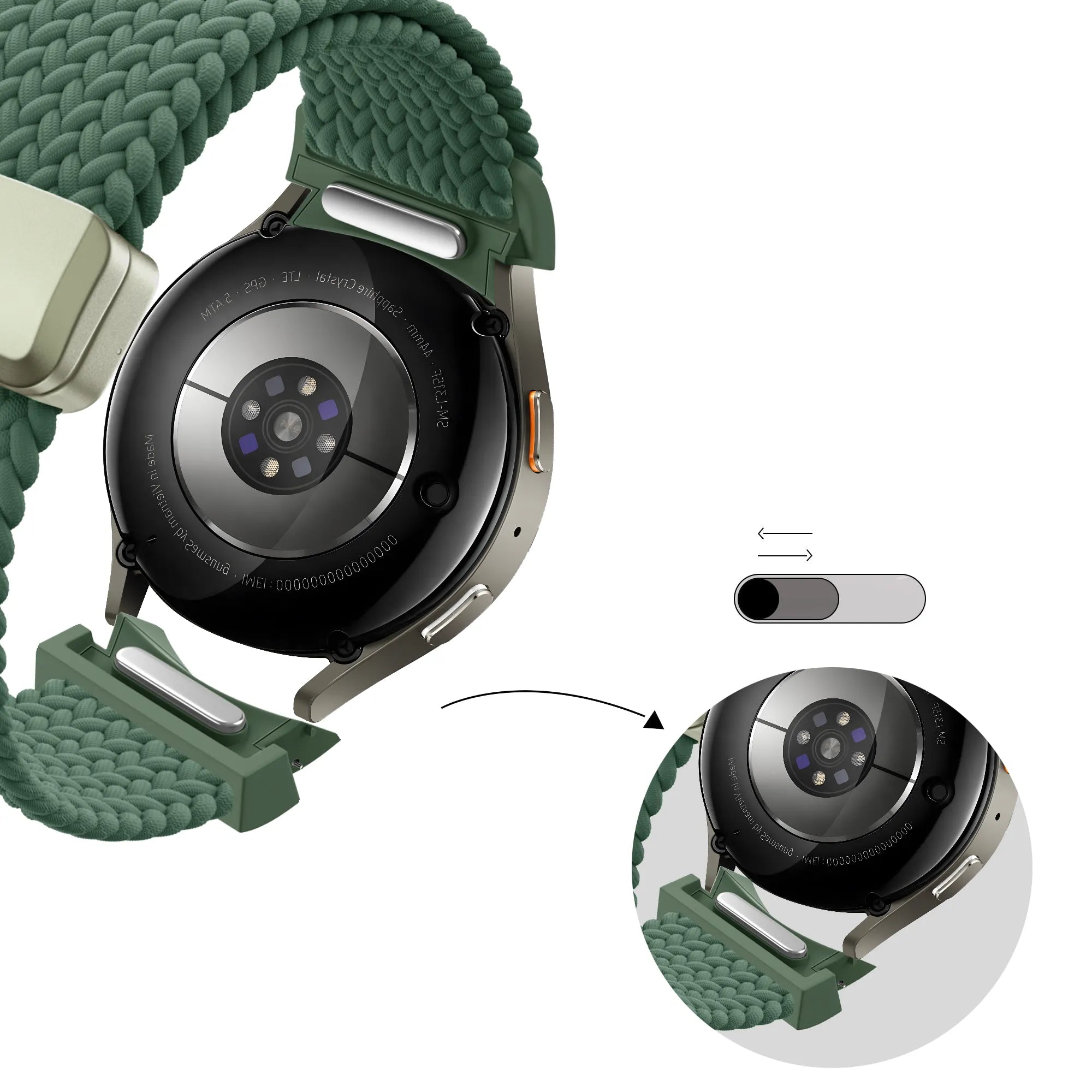Bandz Samsung Galaxy Watch 4 40mm Braided Strap 'Easy Fit' (Green)