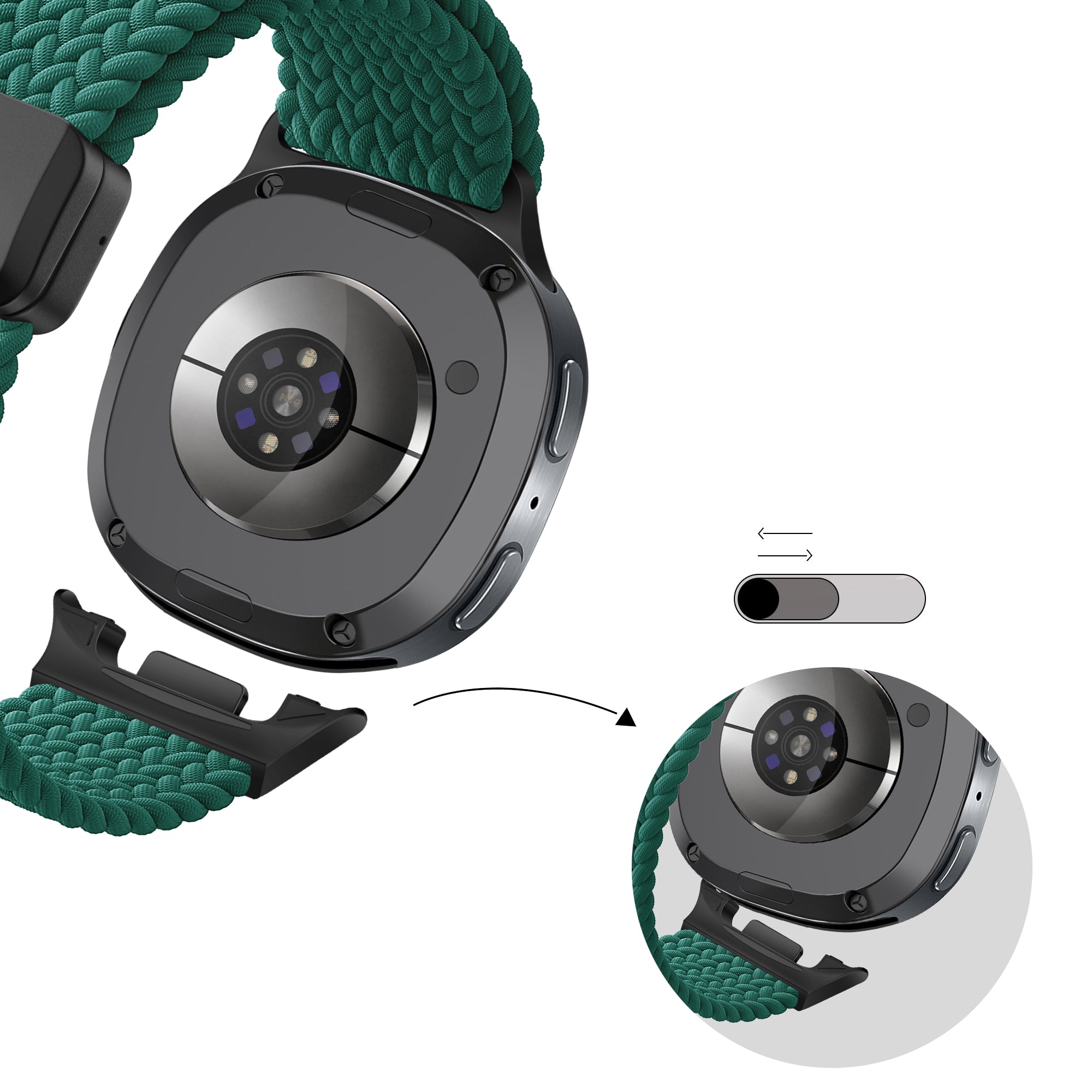 Bandz Samsung Galaxy Watch 8 - 44mm Magnetisches Geflochtenes Armband (Grün)