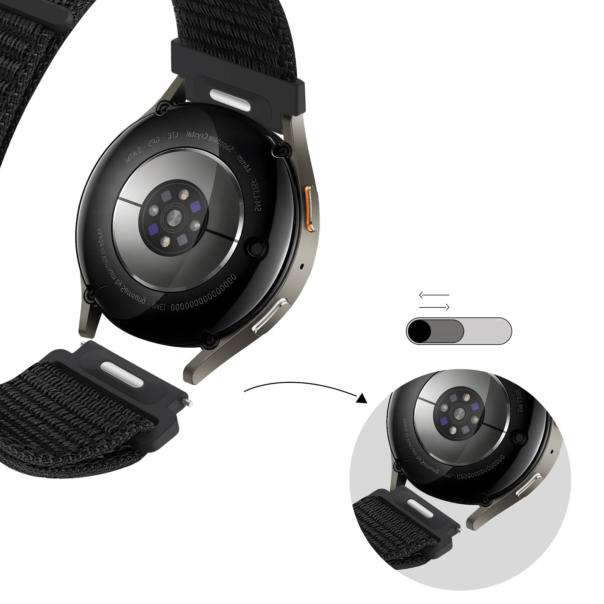 Bandz Samsung Gear S3 Nylonarmband 'Easy Fit' (Schwarz)