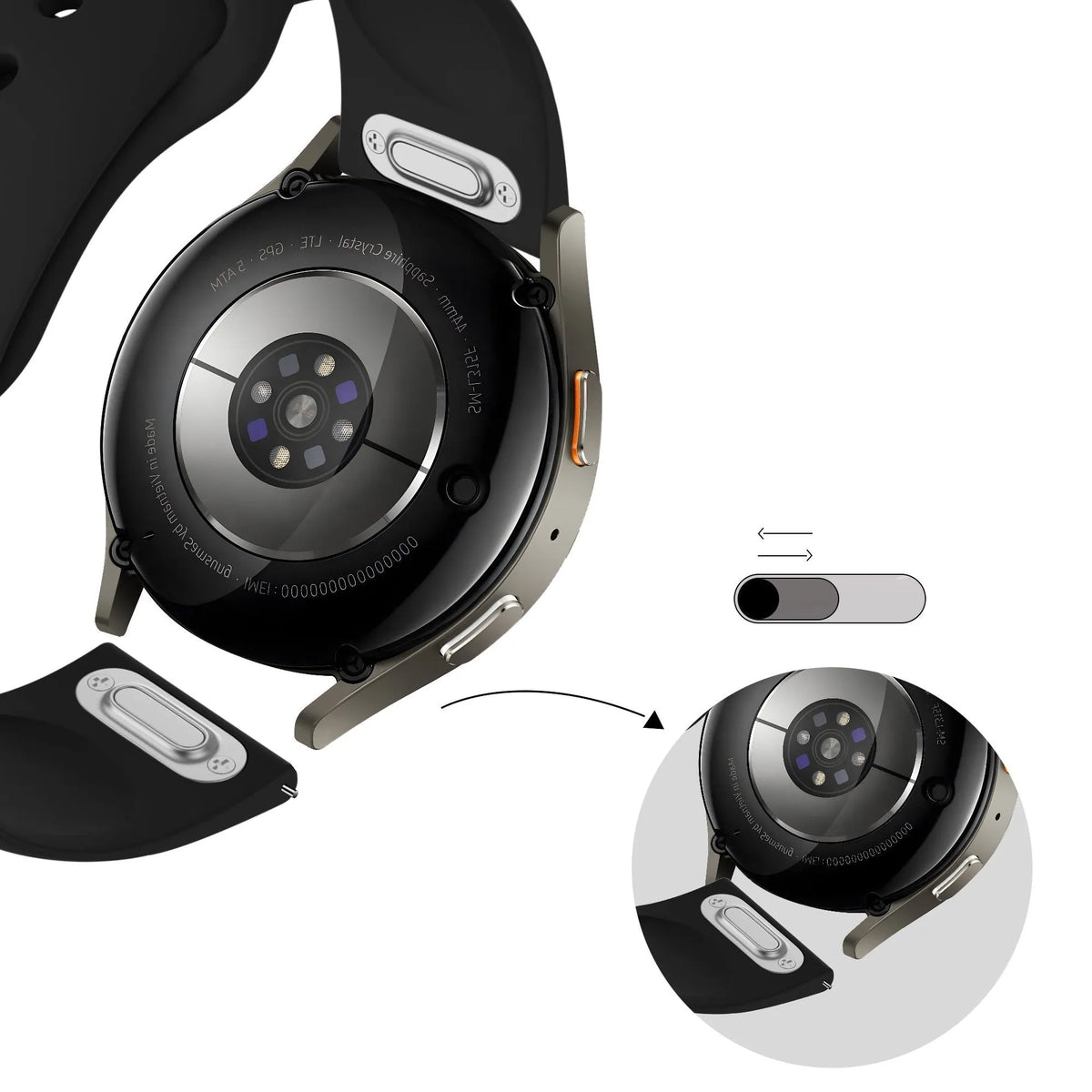 Bandz Huawei Watch GT 5 - 46mm Sport Armband 'Easy Fit' (Schwarz)