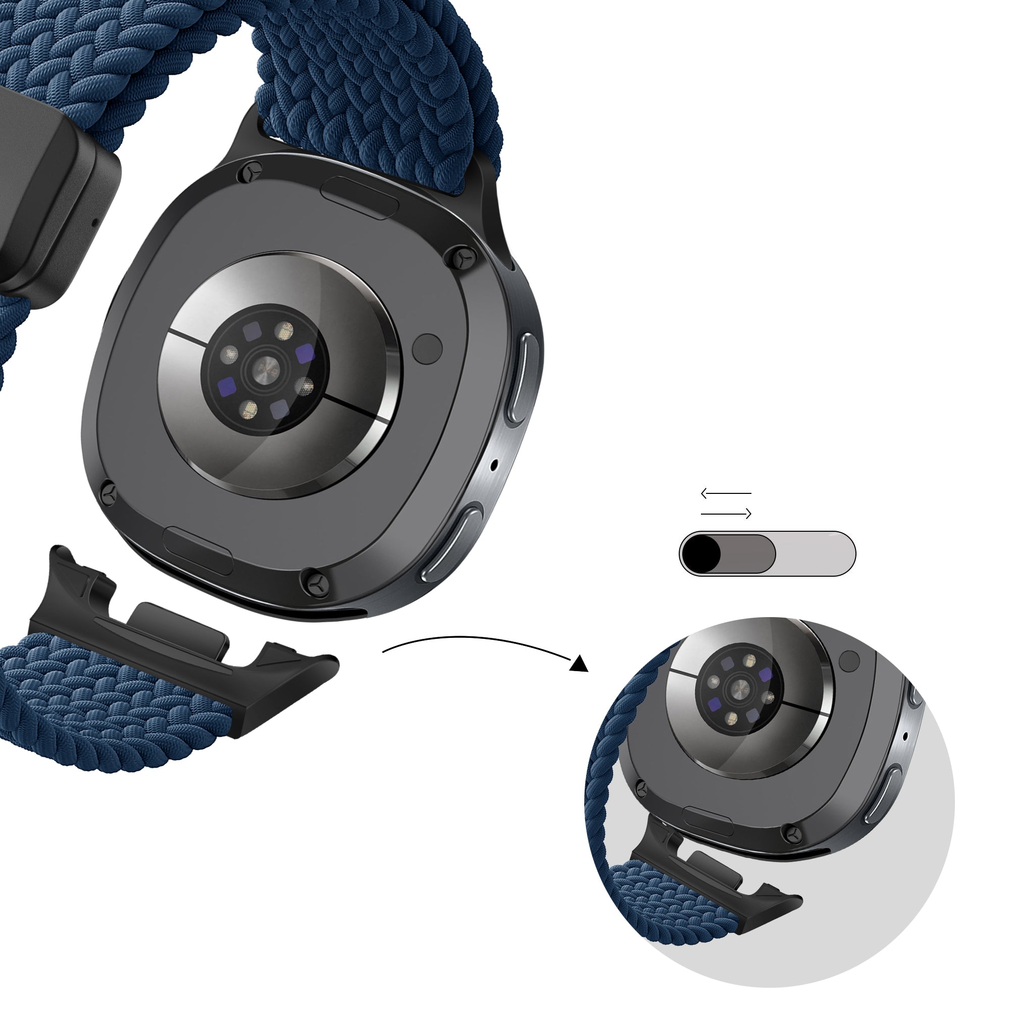 Bandz Samsung Galaxy Watch 8 - 40mm Magnetic Braided Strap (Dark Blue)
