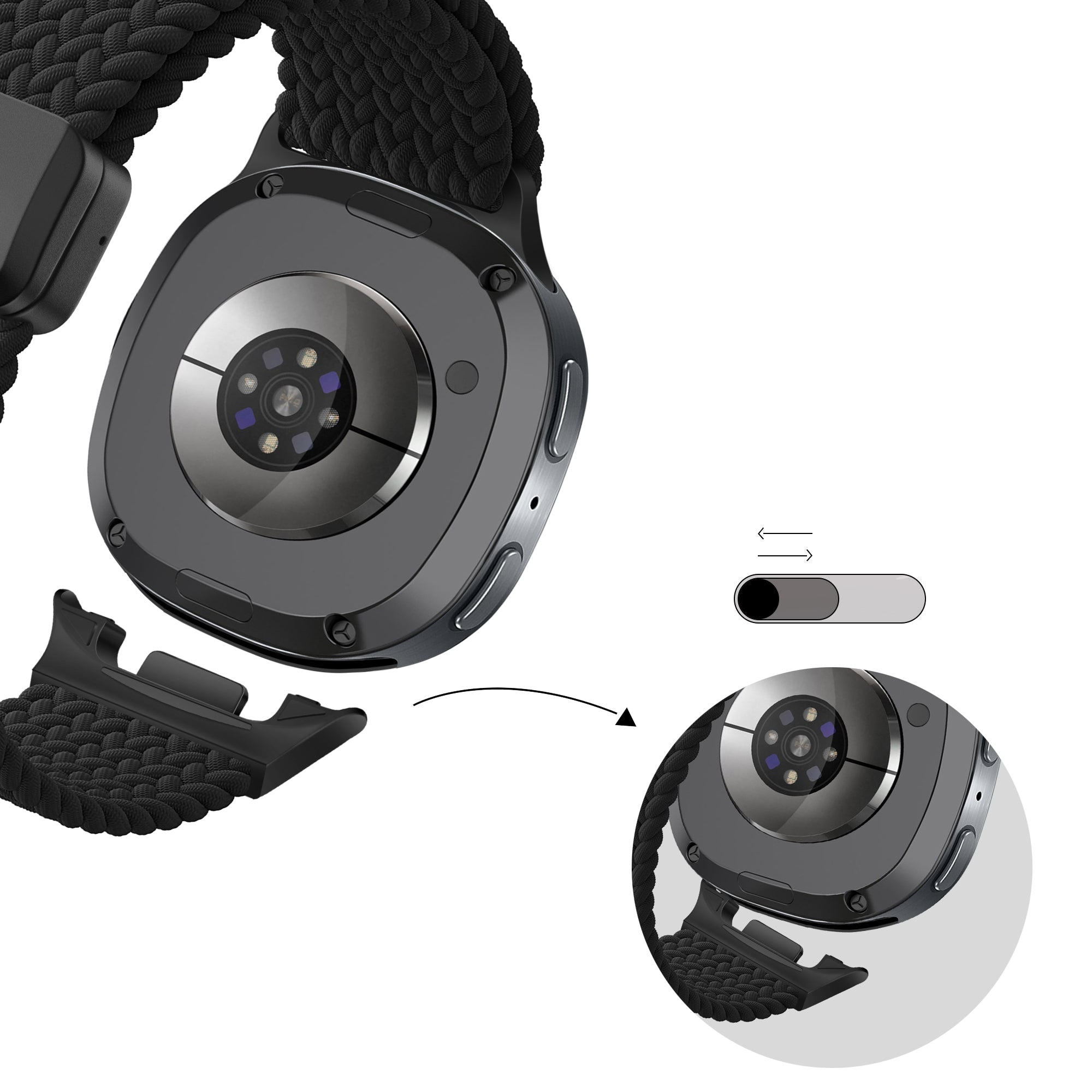 Bandz Samsung Galaxy Watch 8 - 44mm Magnetisches Geflochtenes Armband (Schwarz)