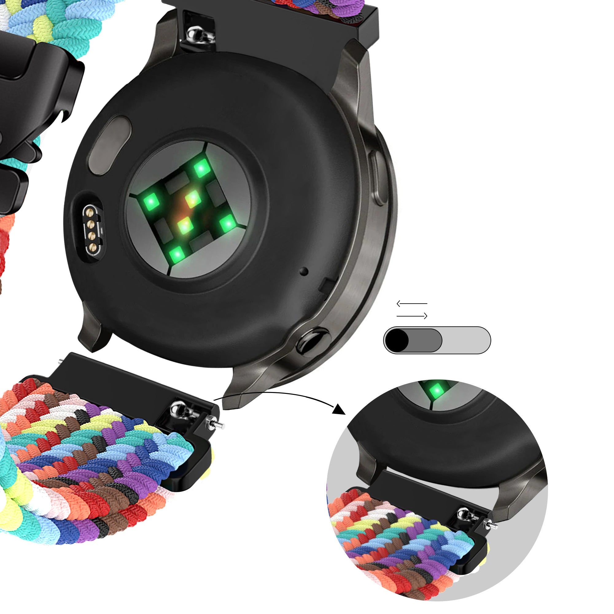 Bandz Garmin Venu 3s Geflochtenes Armband 'Parachute' (Regenbogen)