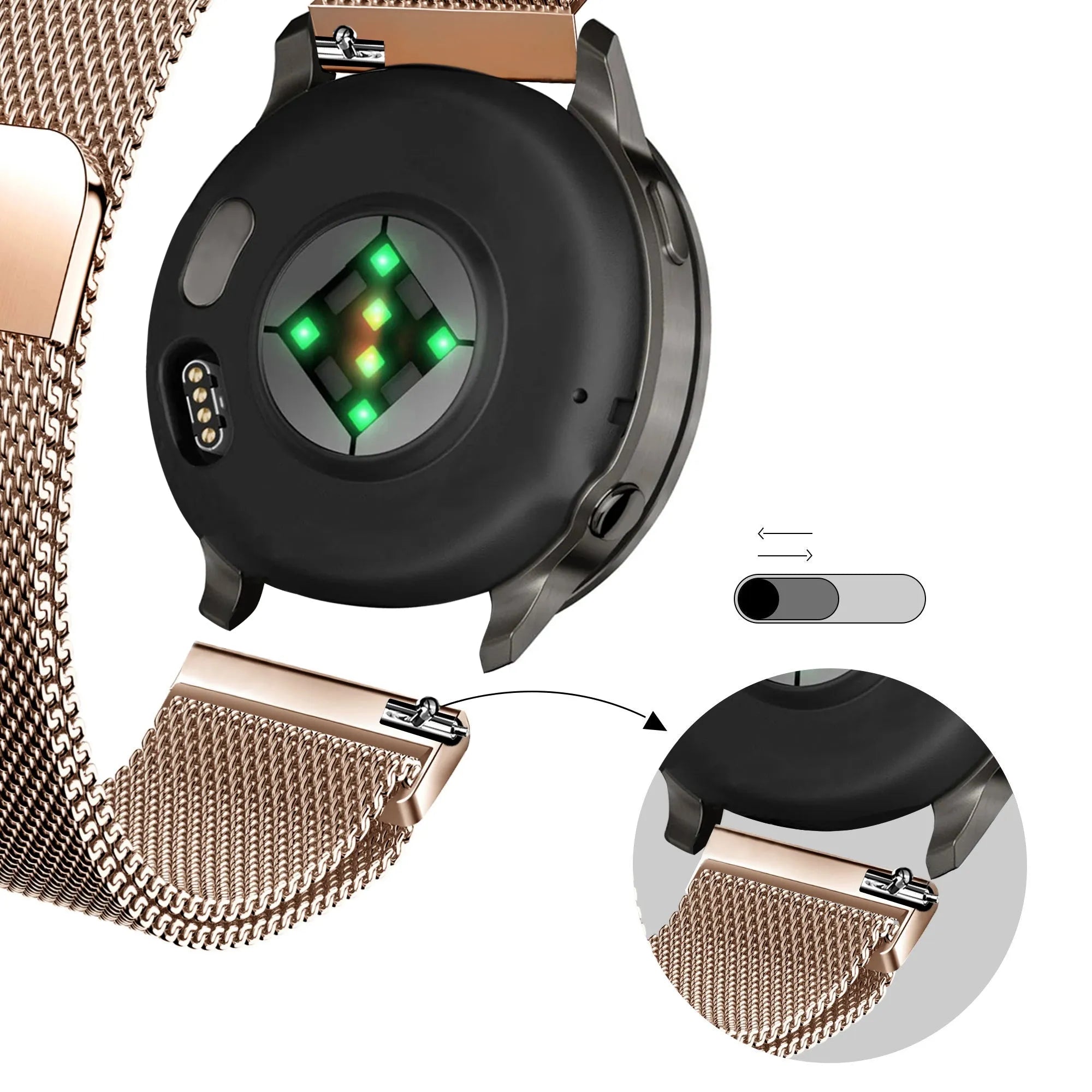 Bandz Garmin Forerunner 265s Milanese Loop Armband (Roségold)