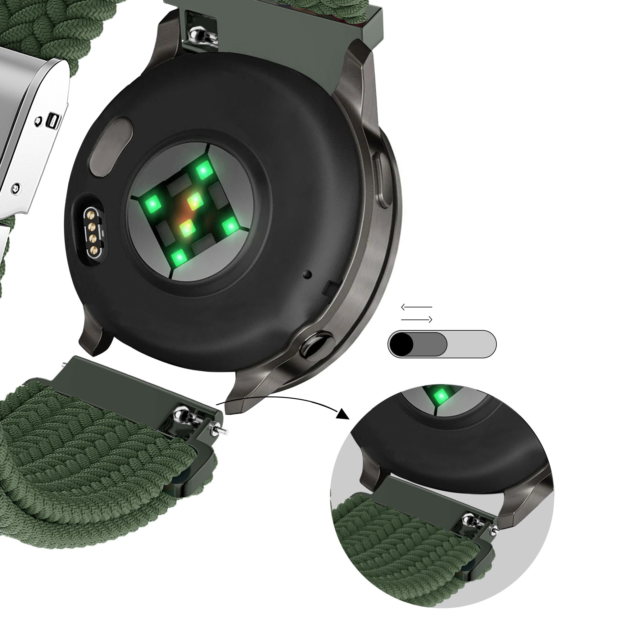 Bandz Garmin D2 Air X15 Woven Nylonarmband (Olivgrün)