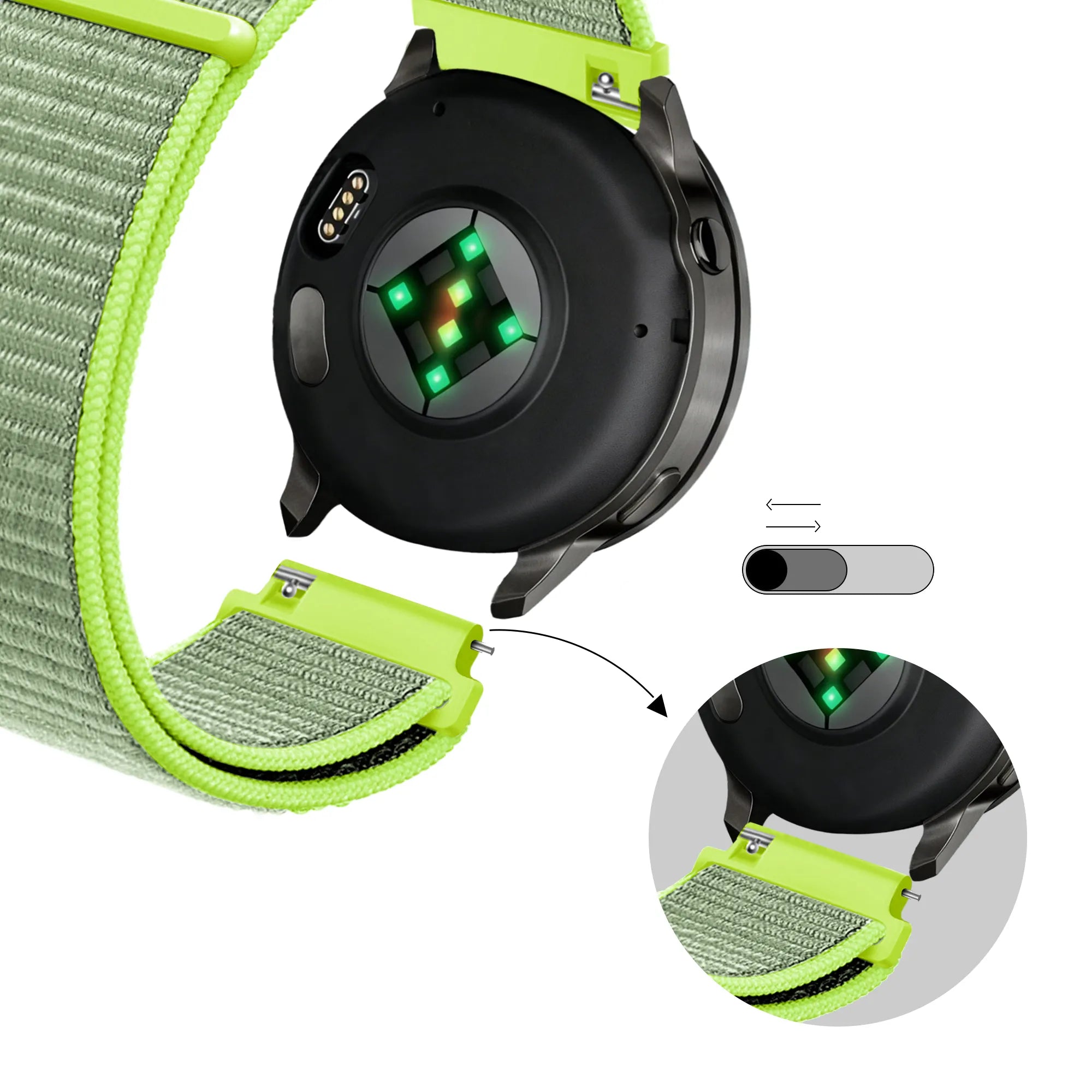 Bandz Garmin Forerunner 265s Nylon Loop Armband (Flash Gelb)