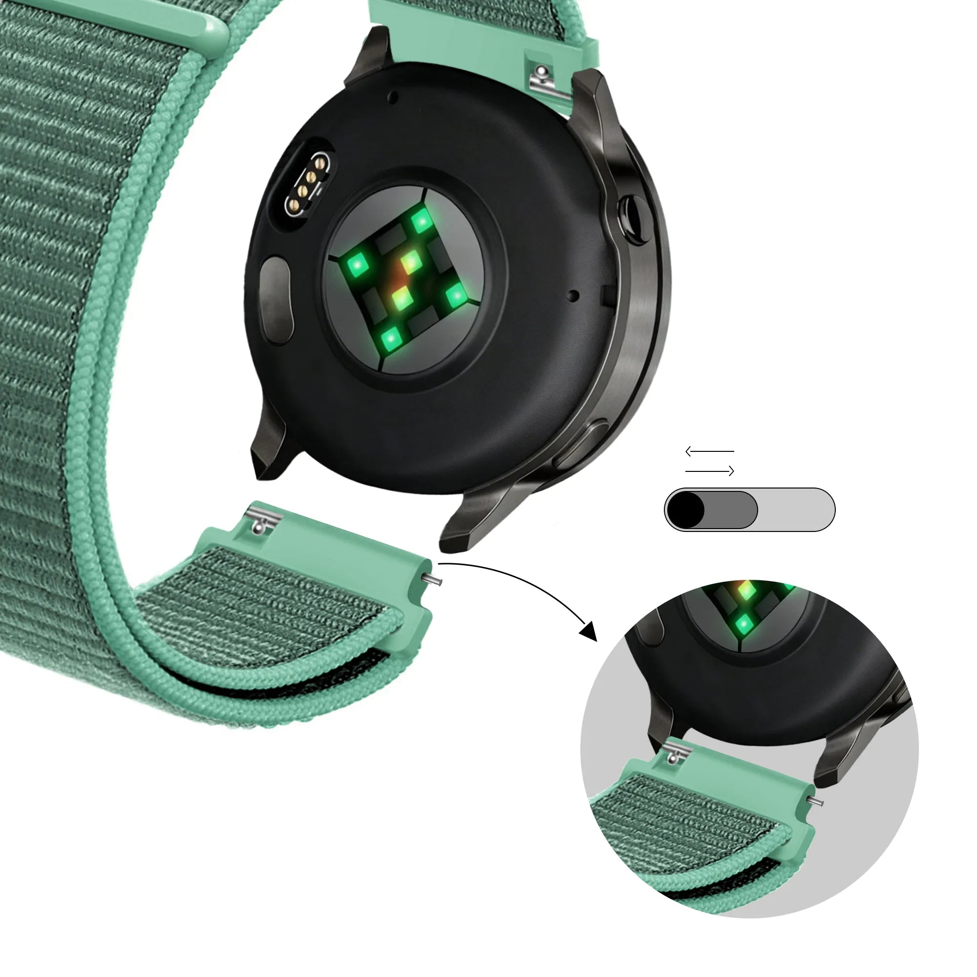 Bandz Garmin Forerunner 570 - 42mm Nylon Loop Armband (Mintgrün)