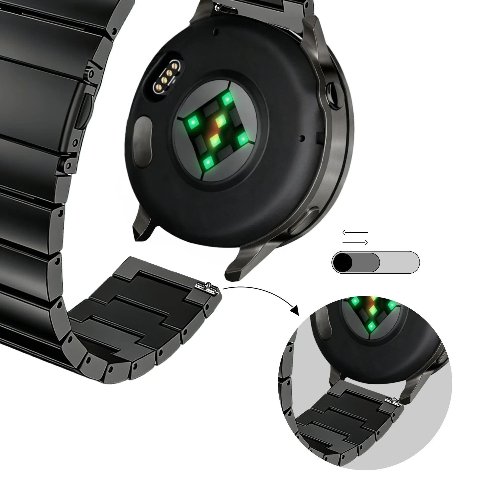 Bandz Garmin Venu 2 Stahlarmband 'One Bead' (Schwarz)
