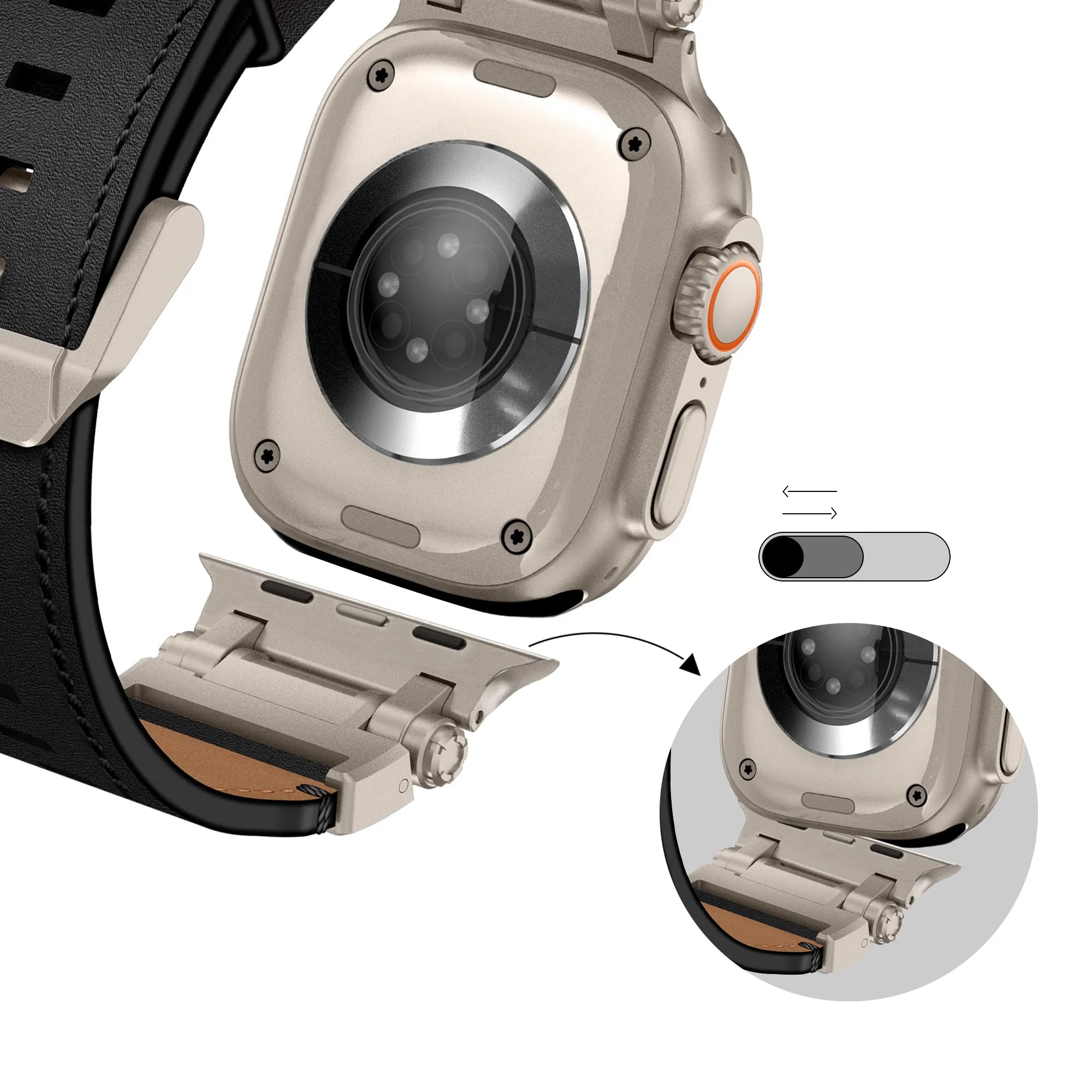 Bandz Apple Watch Lederarmband 'Explorer' (Schwarz)