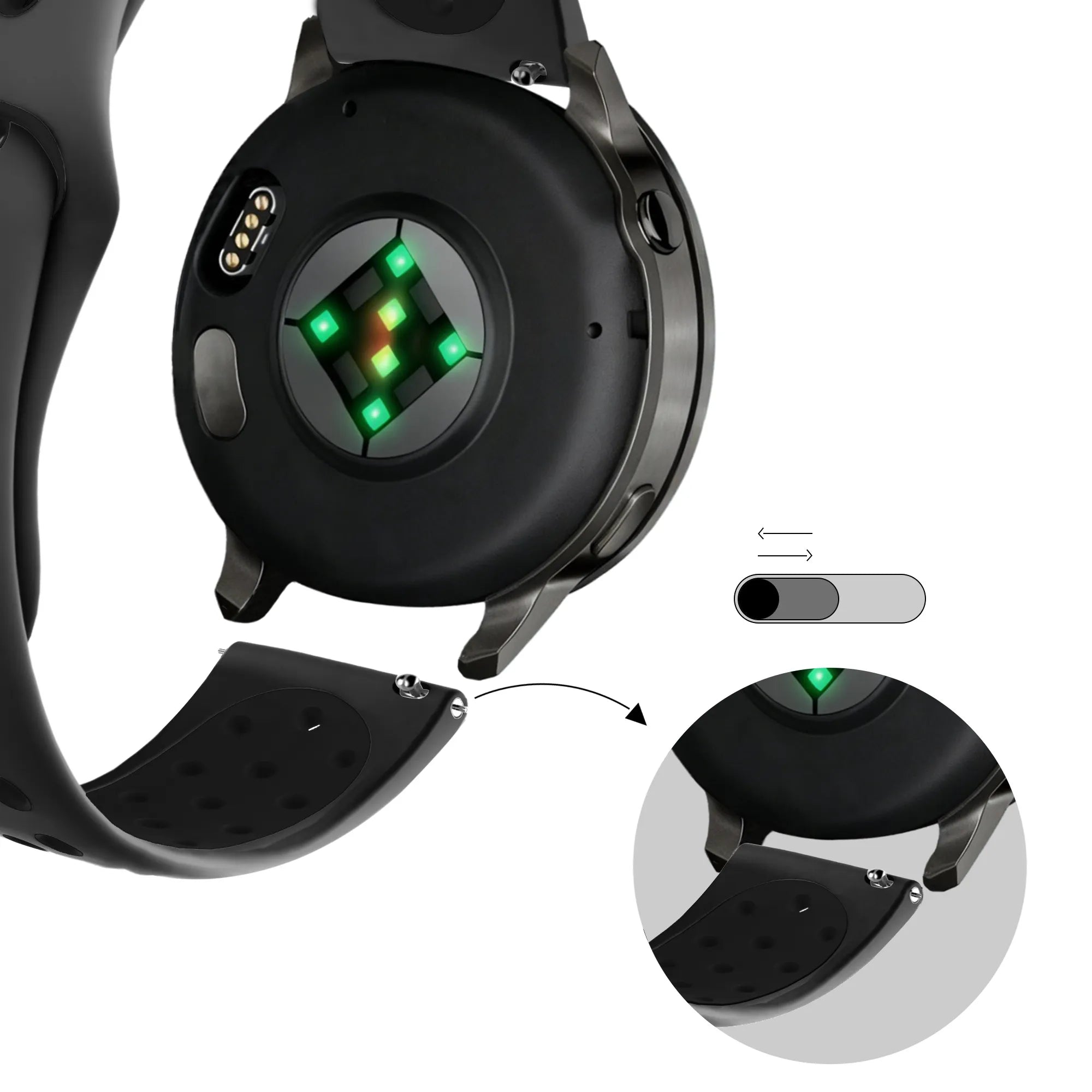 Bandz Garmin Venu 3 Sportarmband 'Deluxe' (Dunkelgrau/Schwarz)