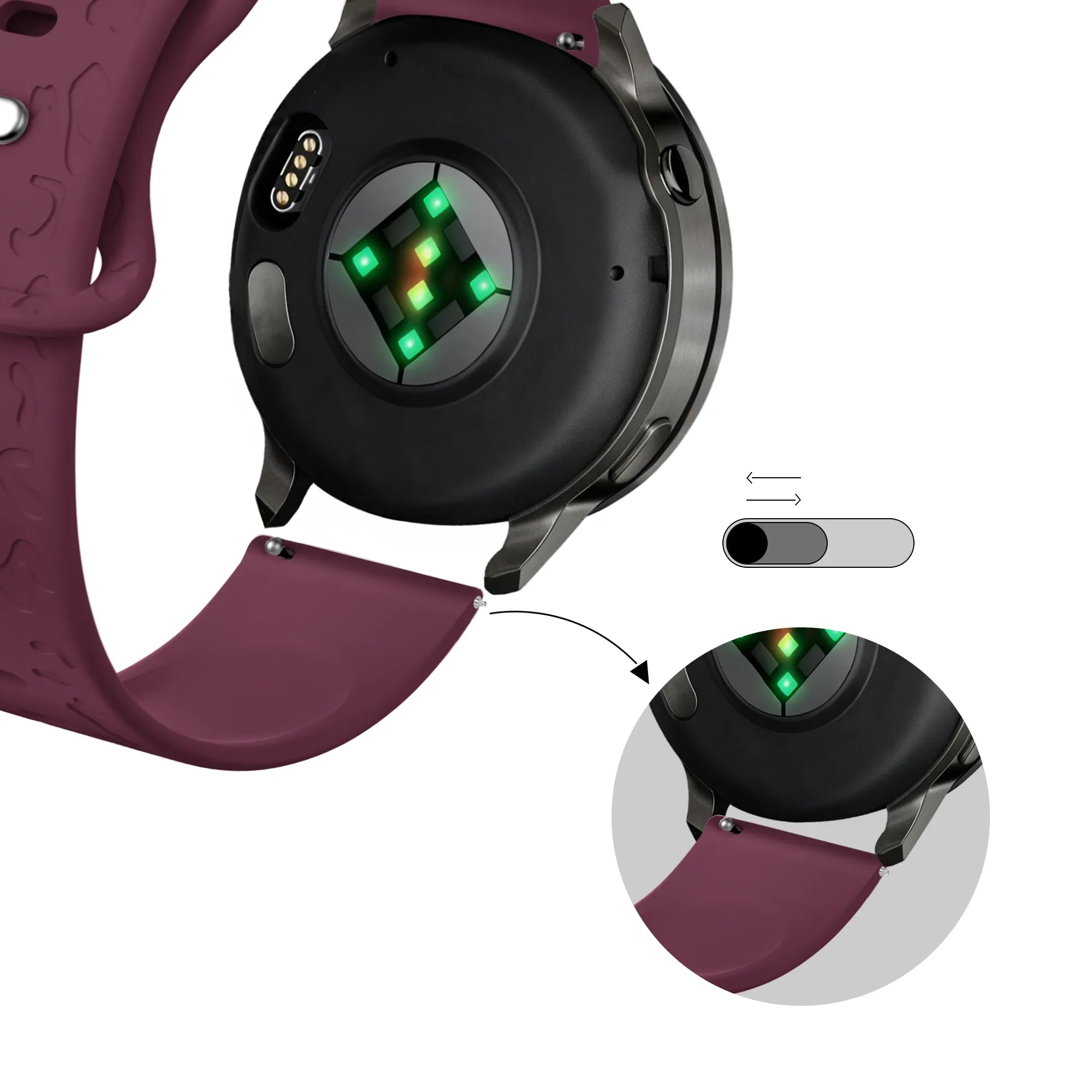 Bandz Garmin Approach S44 Silikonarmband 'Leopard' (Weinrot)
