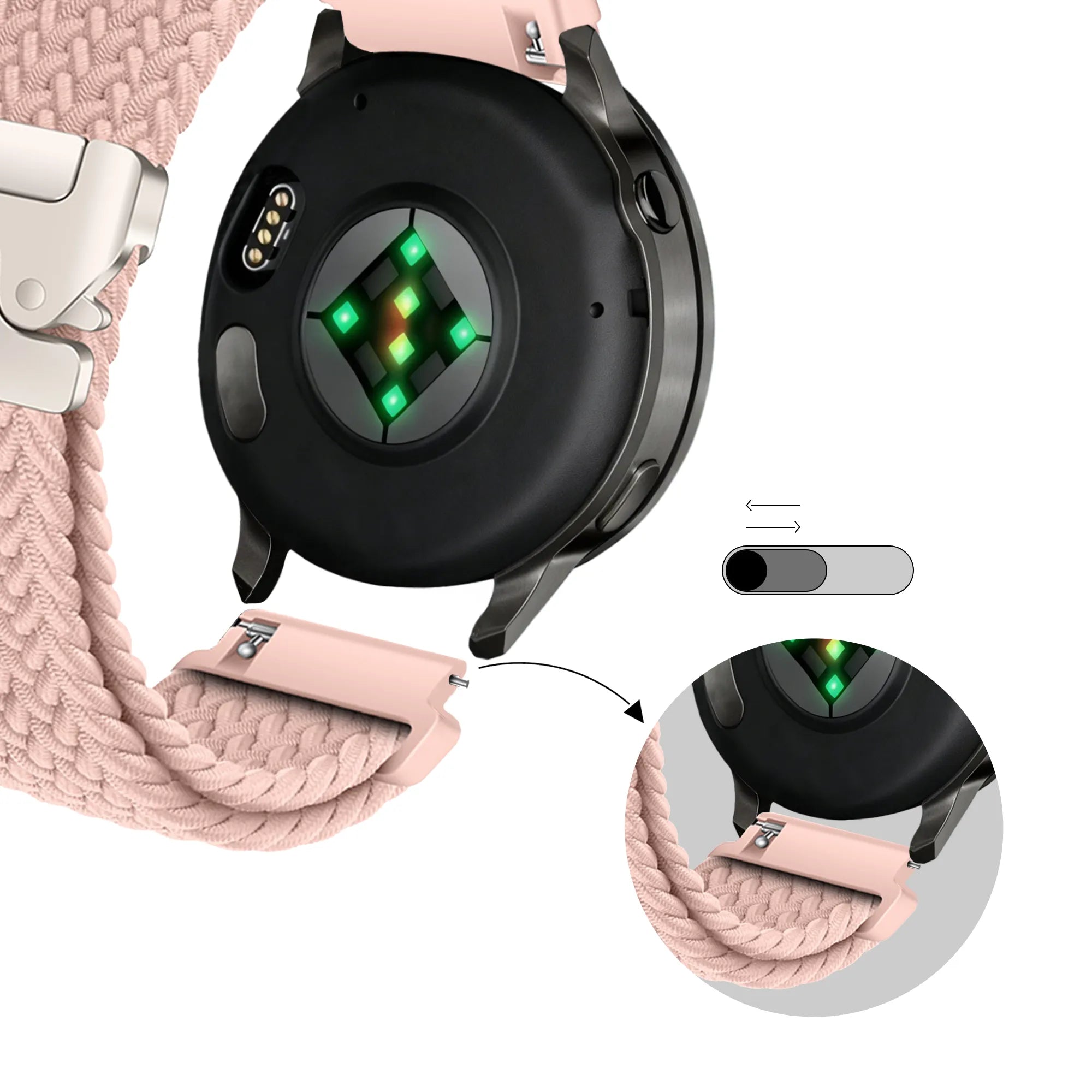 Bandz Garmin Approach S40 Geflochtenes Armband 'Parachute' (Rosa)