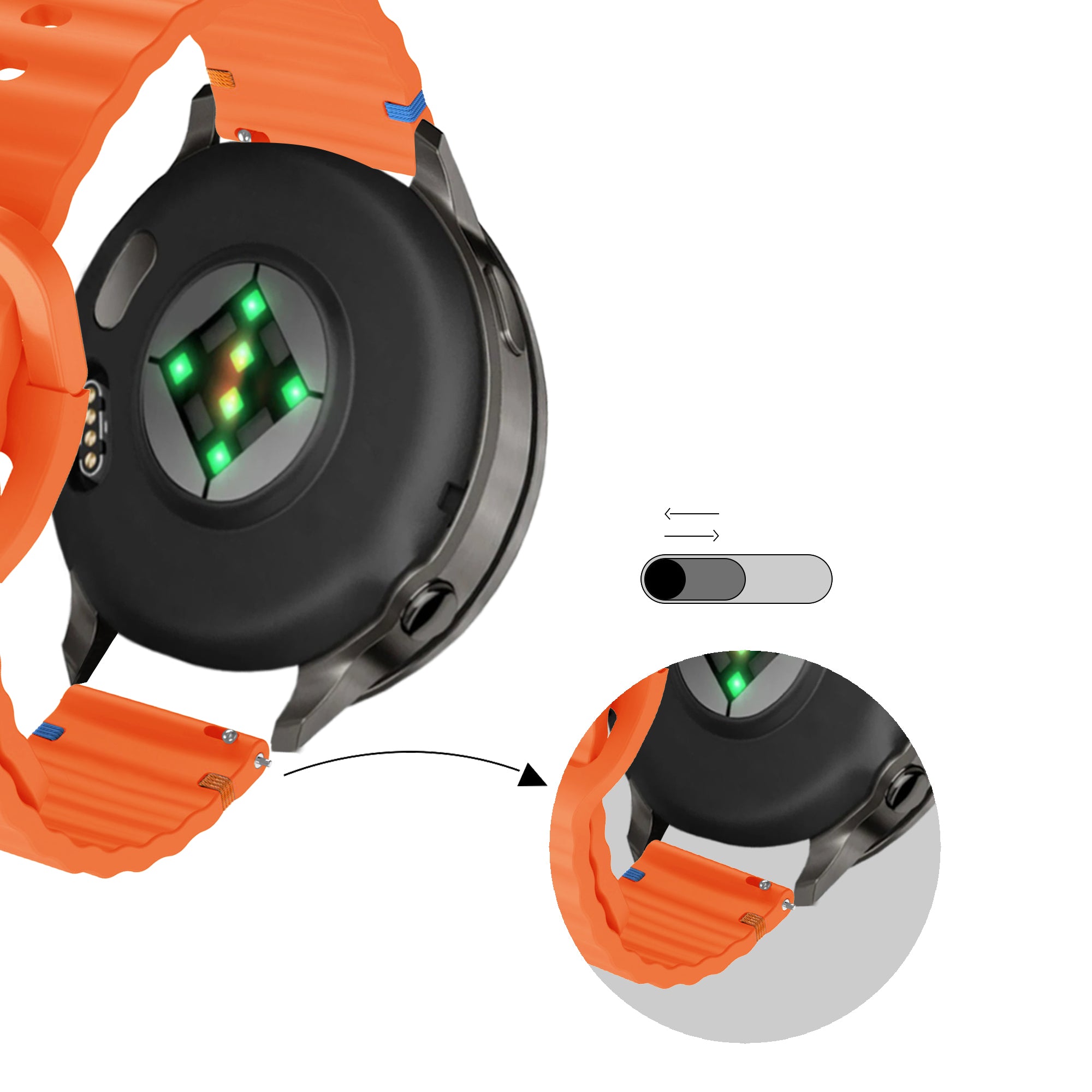 Bandz Garmin Forerunner 55 Silikonarmband 'Wave' (Orange)