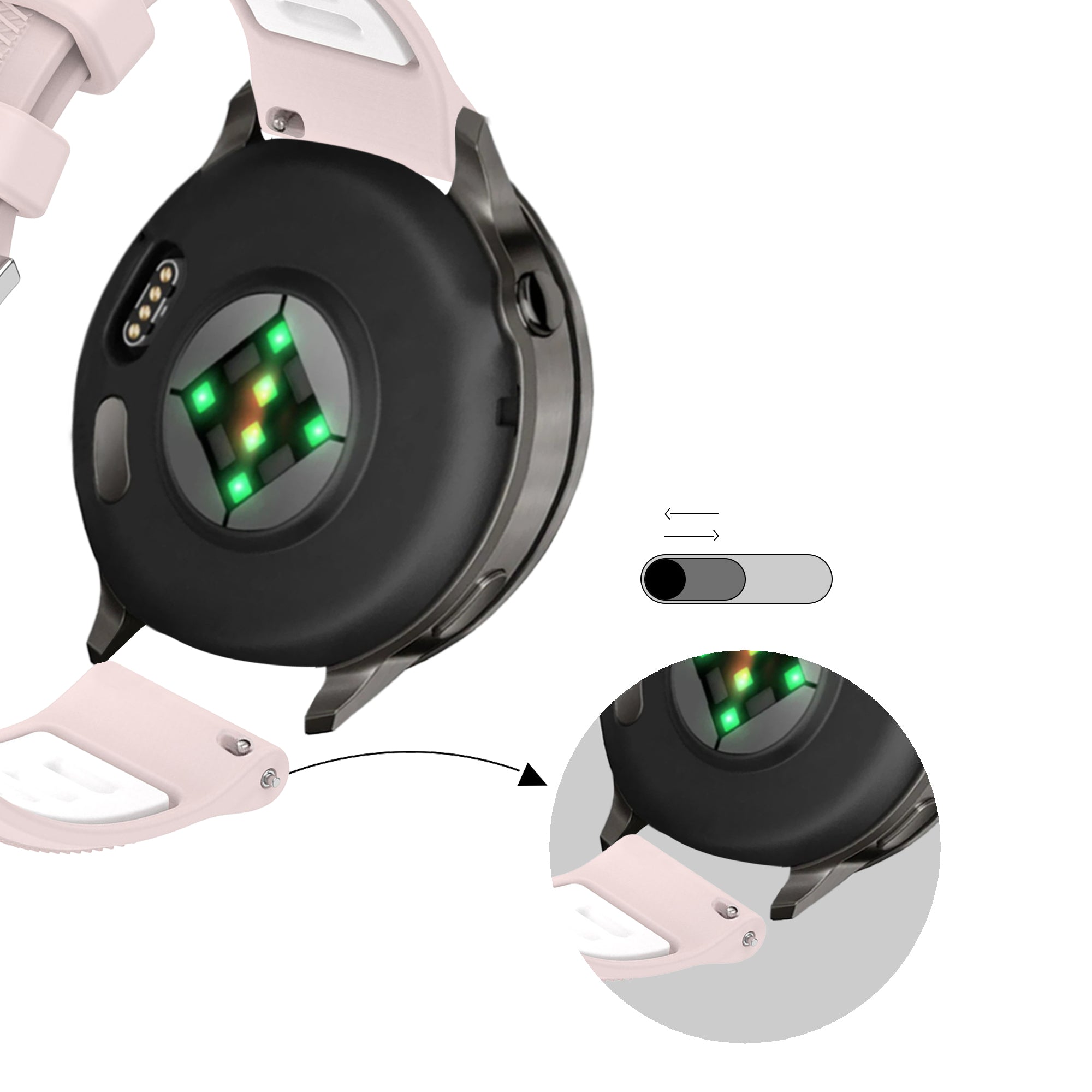 Bandz Garmin Venu 3s Sportarmband mit Schnalle (Rosa/Weiß)