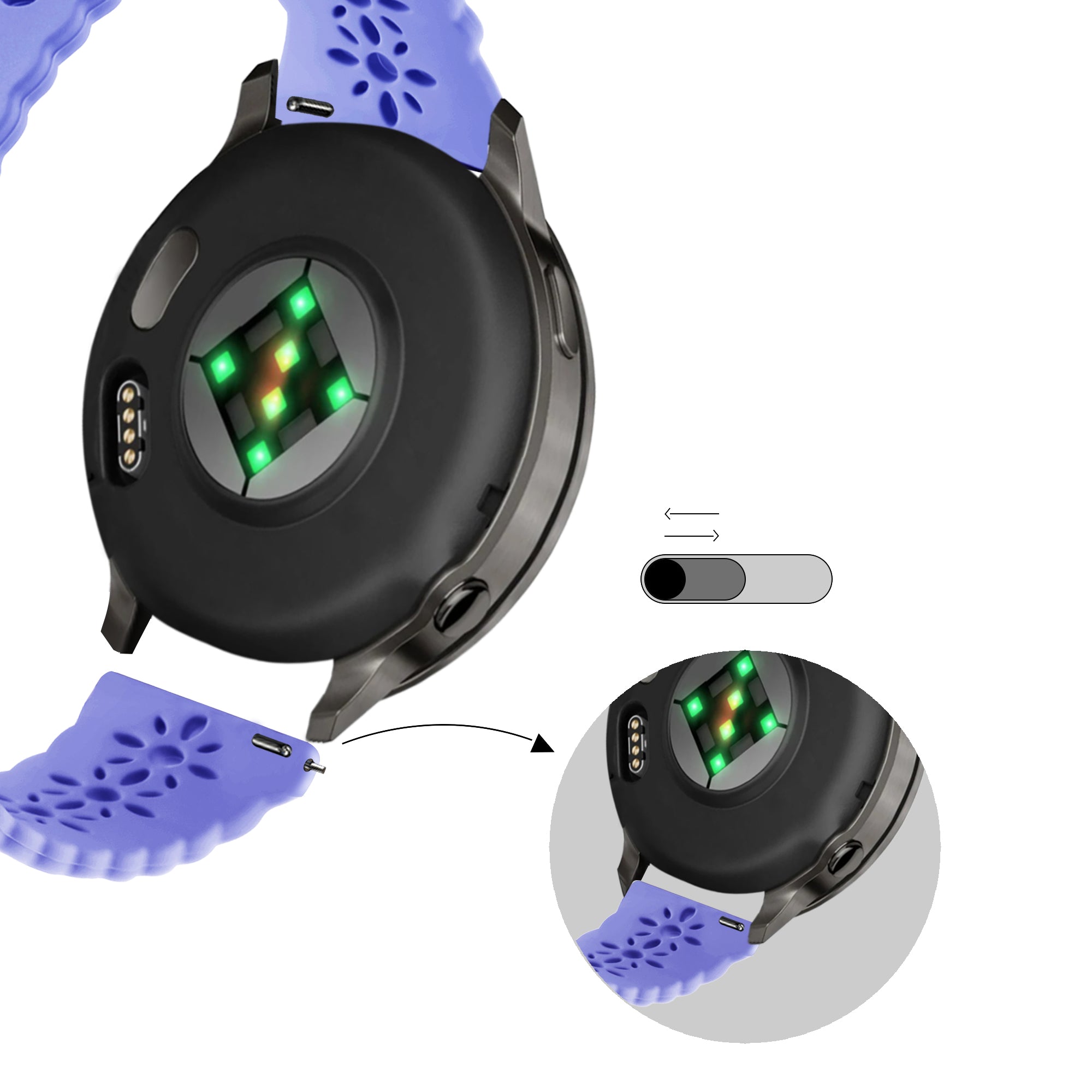 Bandz Garmin Vivomove HR Silicone Strap 'Lace' (Light Purple)