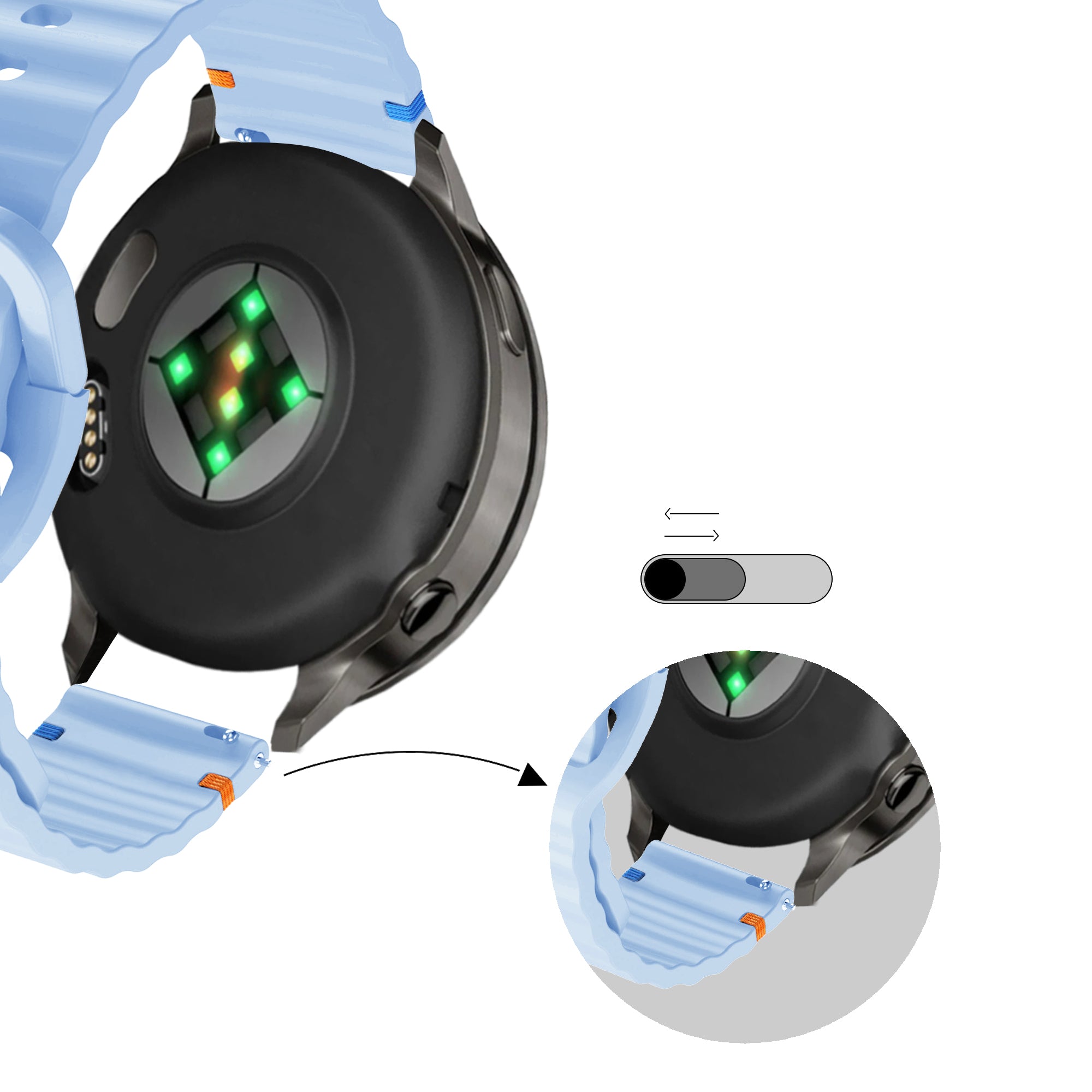 Bandz Garmin Vivoactive 6 Silikonarmband 'Wave' (Hellblau)