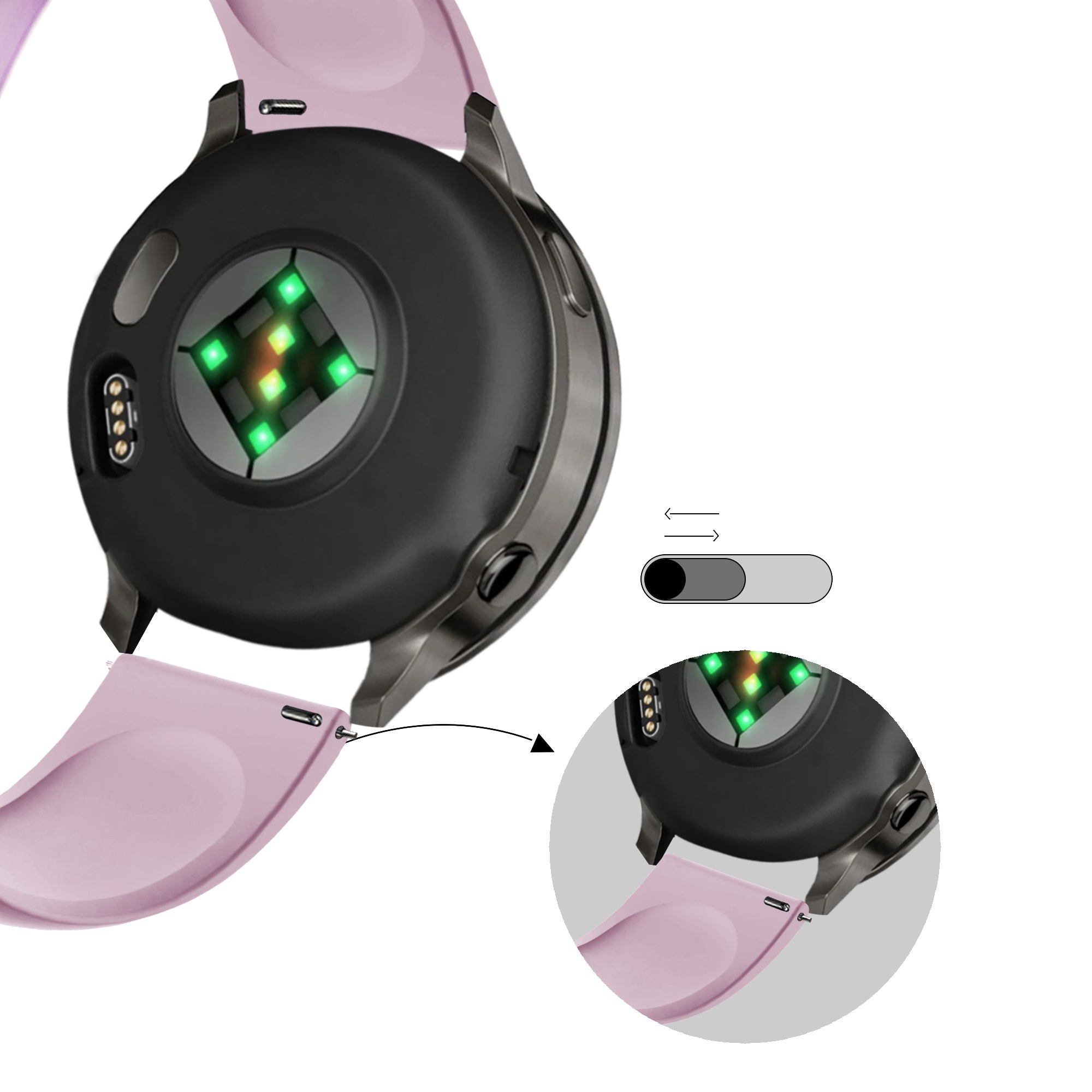 Bandz Garmin Forerunner 570 - 42mm Sportarmband 'Deluxe' (Lavendel)
