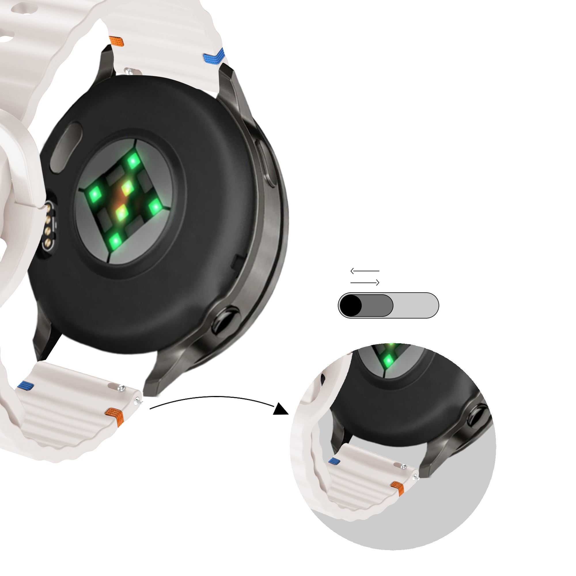 Bandz Garmin Forerunner 55 Silikonarmband 'Wave' (Polarstern)