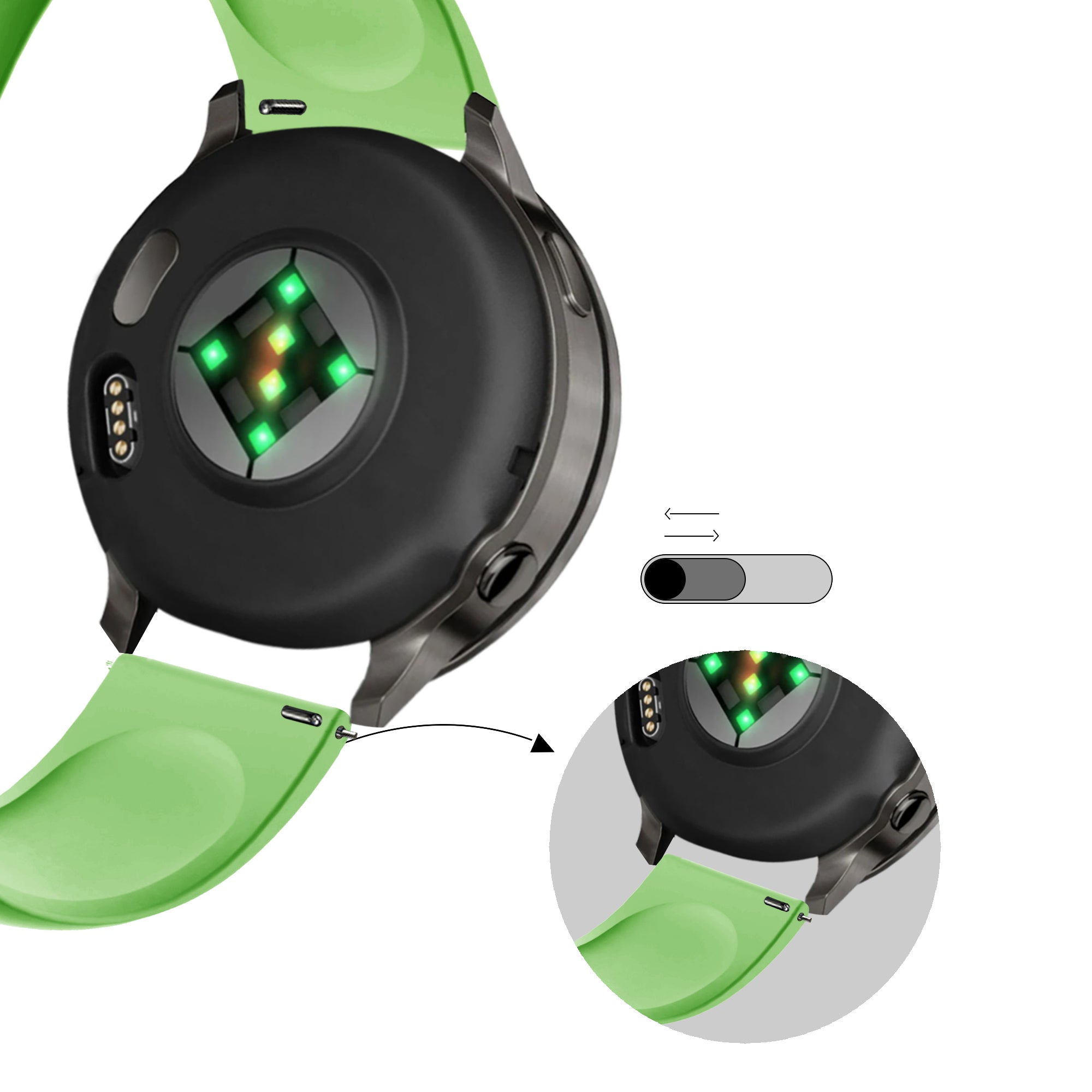 Bandz Garmin Vivomove 3s Sport Strap 'Deluxe' (Green)