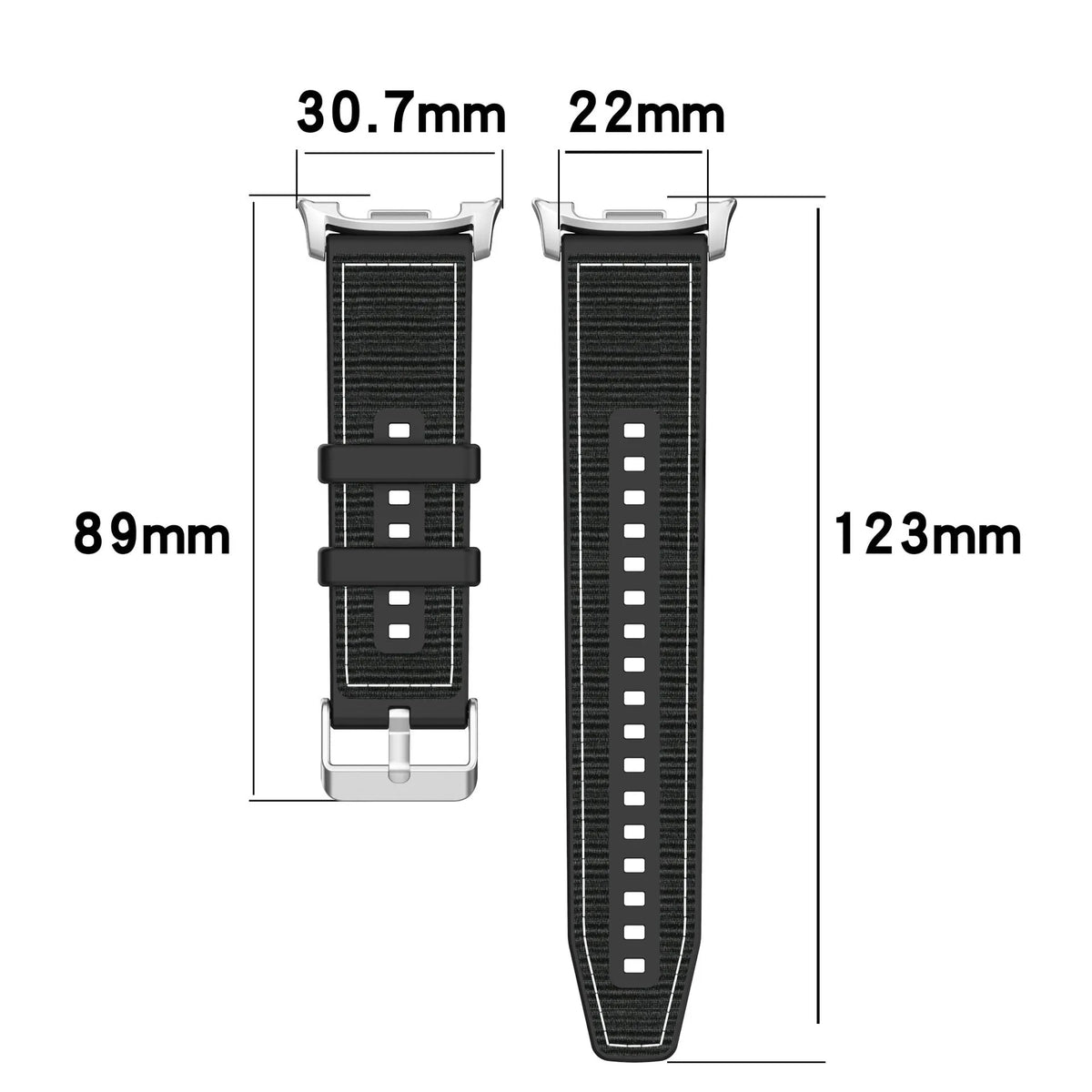 Samsung Galaxy Watch 9 - 44mm Nylon Hybrid Strap (Black)
