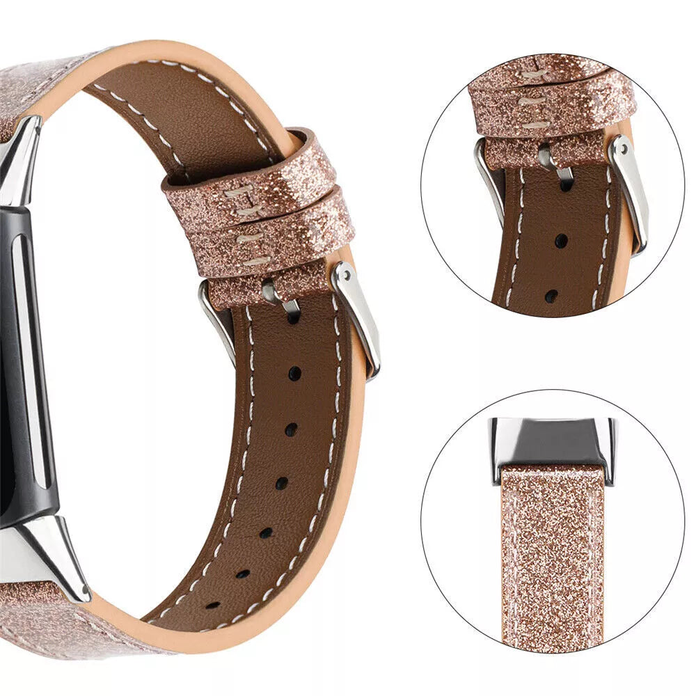 Fitbit Charge 5 Lederarmband (Dunkelgold)