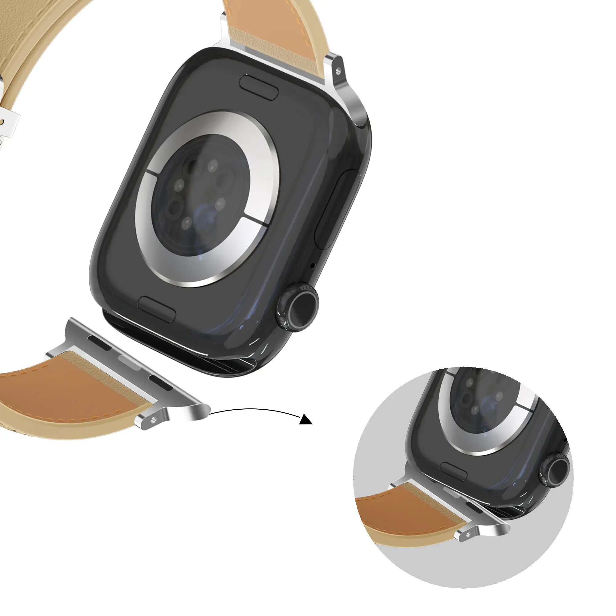 Bandz Apple Watch Lederarmband 'D-Type' (Creme)