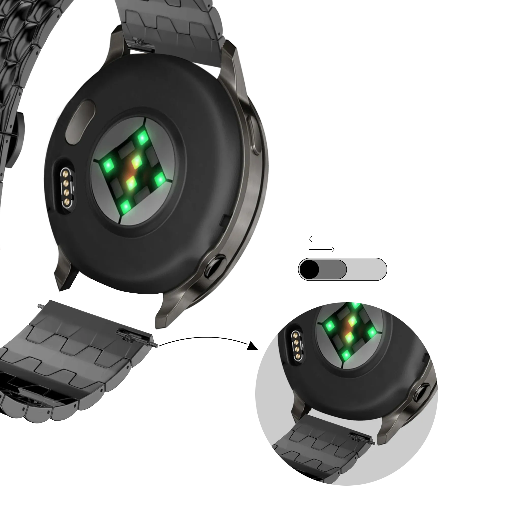 Bandz Garmin Approach J1 Stahlarmband 'Dragon' (Schwarz)