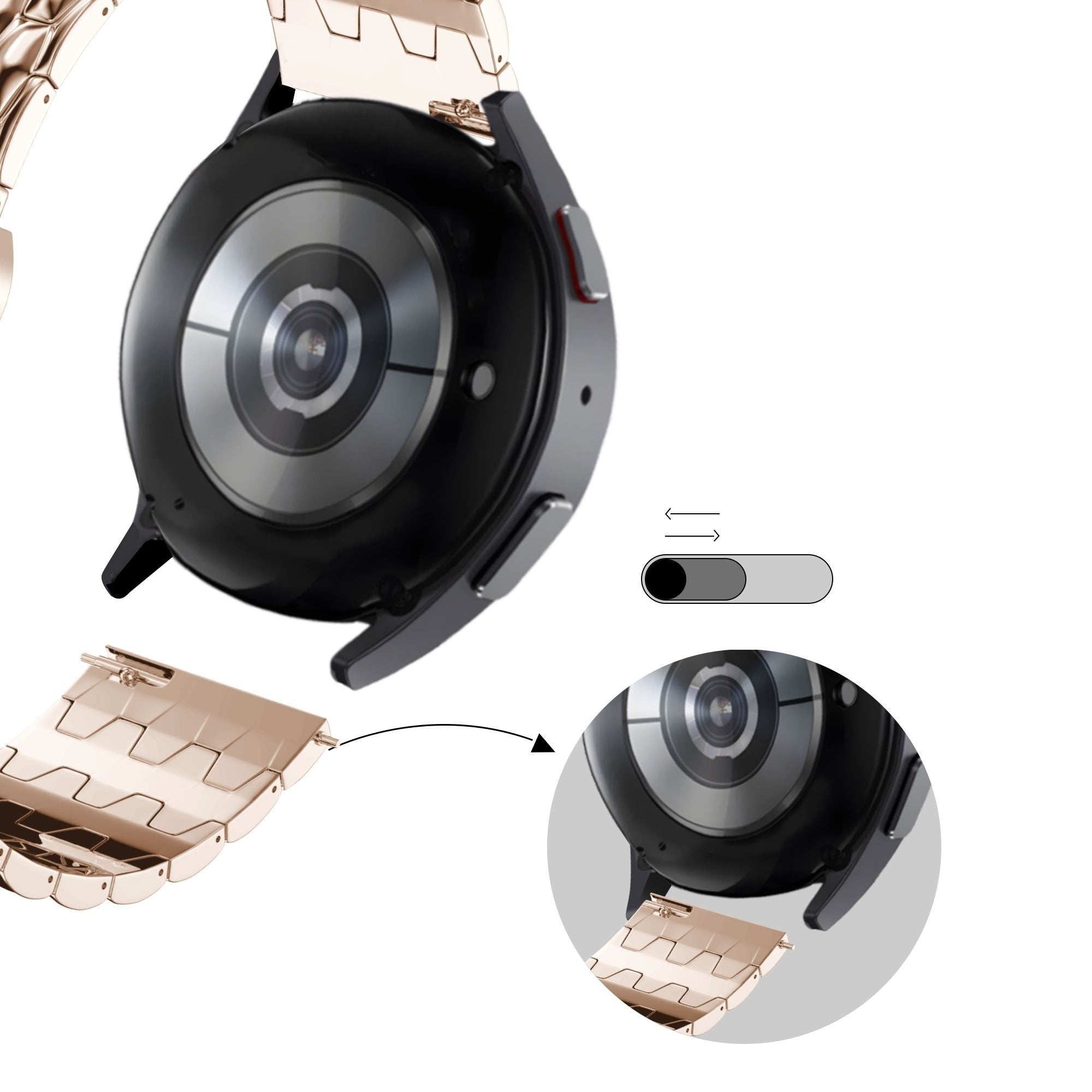 Bandz Garmin Vivomove Trend Stahlarmband 'Dragon' (Roségold)