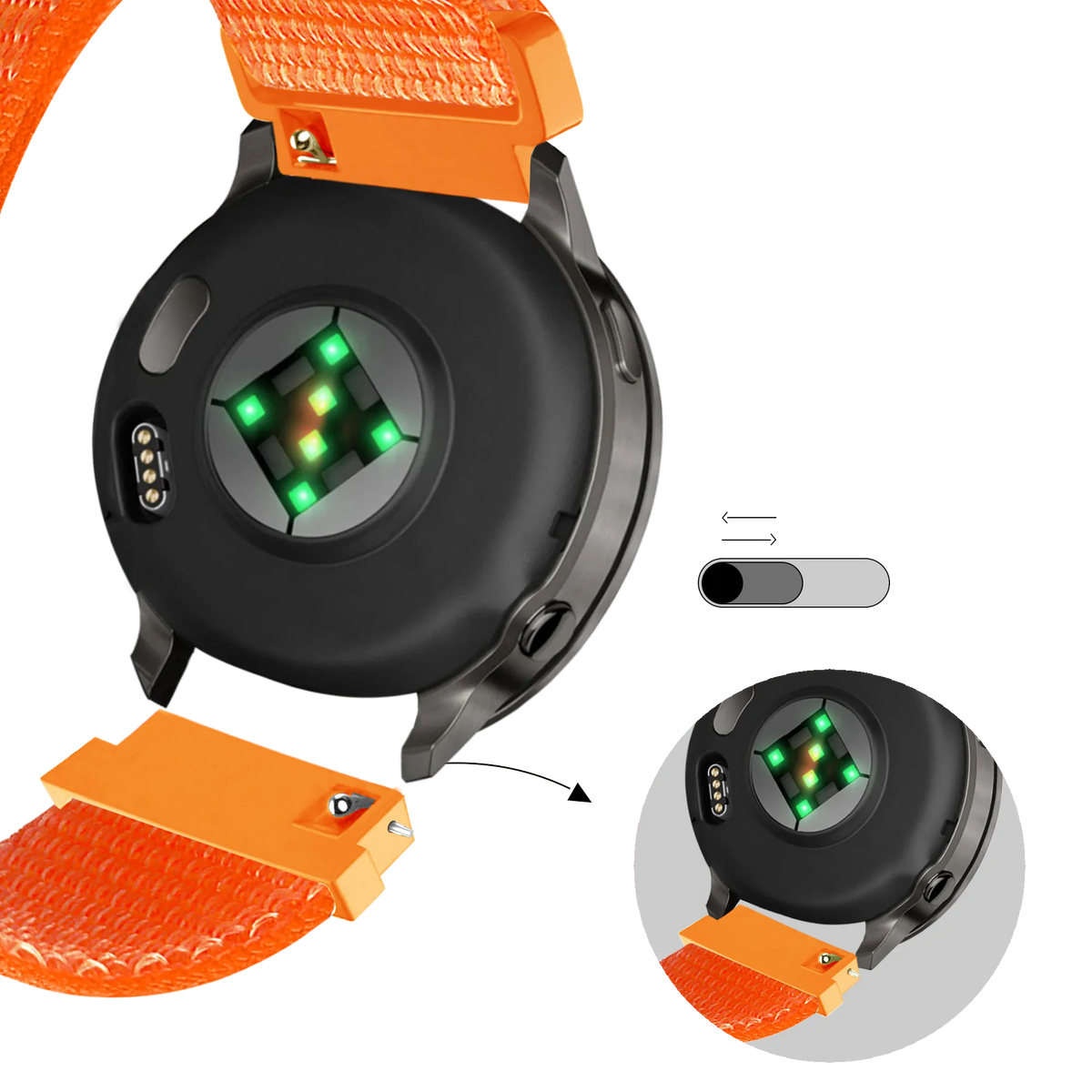 Bandz Garmin Forerunner 245 Nylon Loop Strap (Orange)