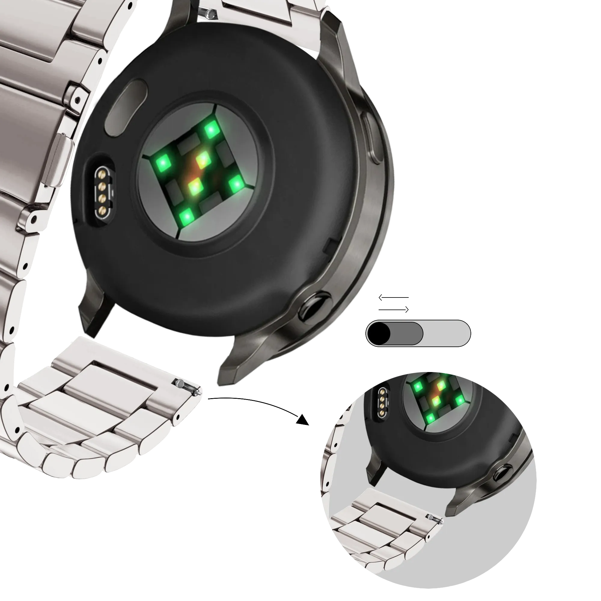 Bandz Garmin Forerunner 165 Stahlarmband 'Classic' (Polarstern)