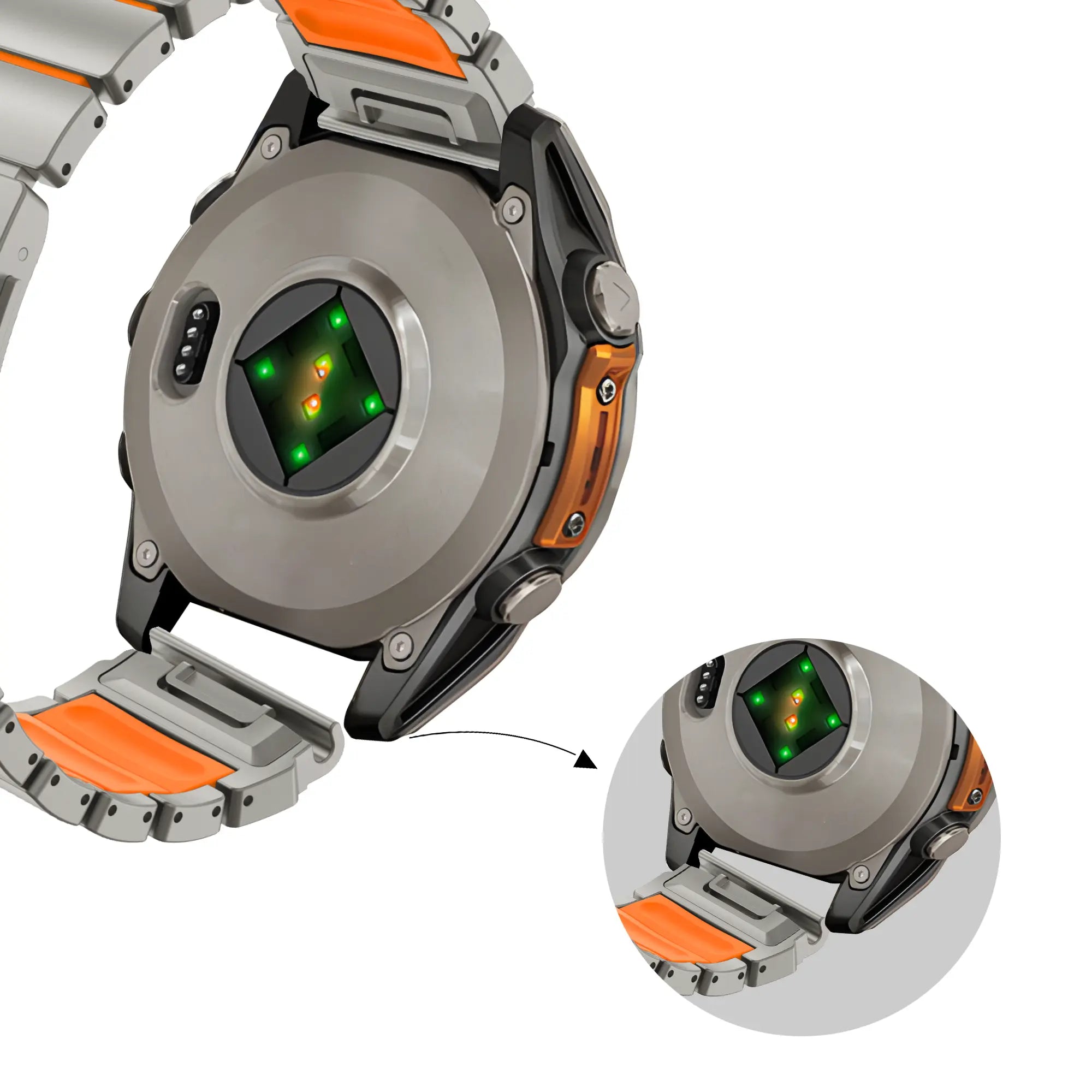 Bandz Garmin Descent MK2 Titanarmband 'Hybrid' (Titan/Orange)