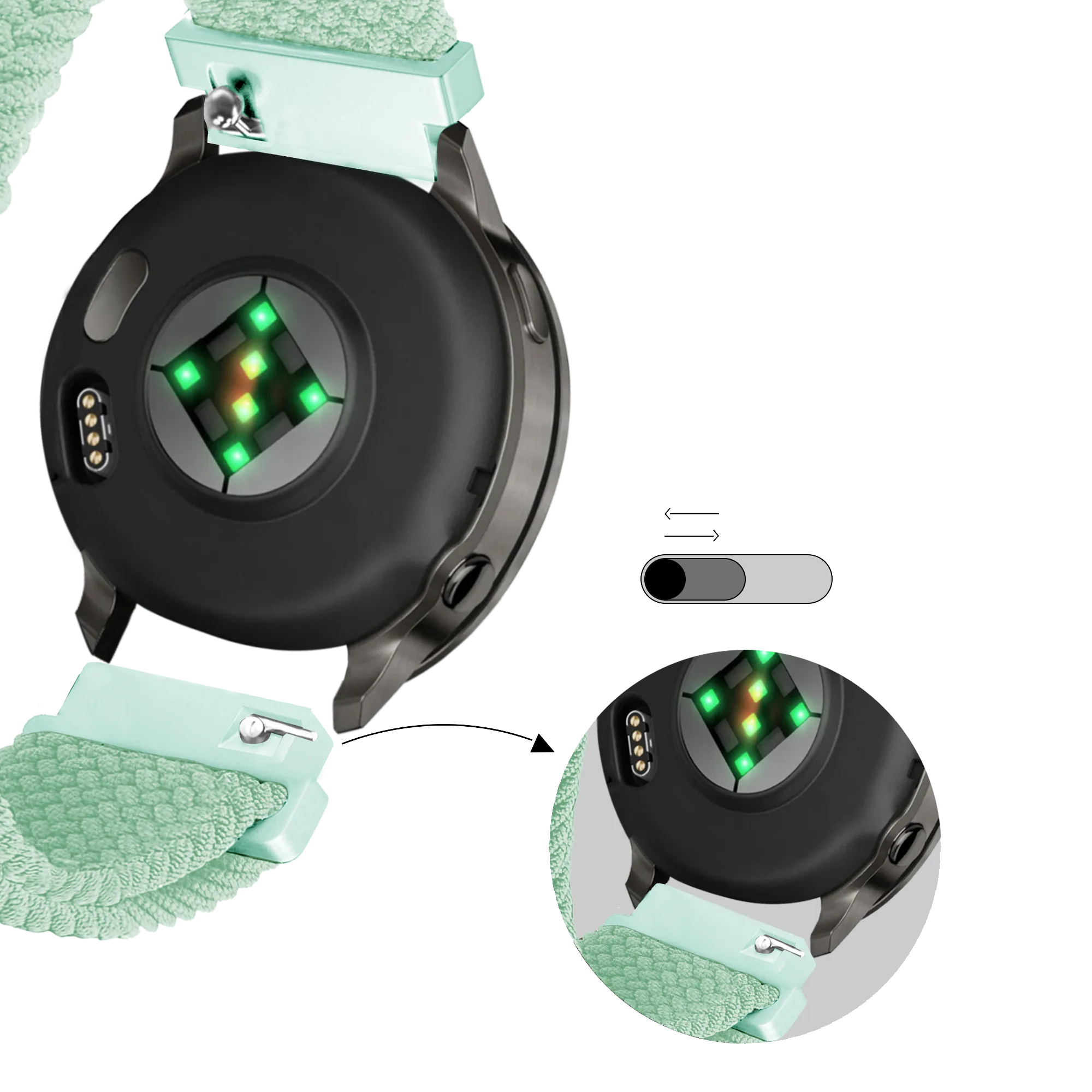 Bandz Garmin Vivoactive 4s Verstellbares Geflochtenes Armband (Türkis)