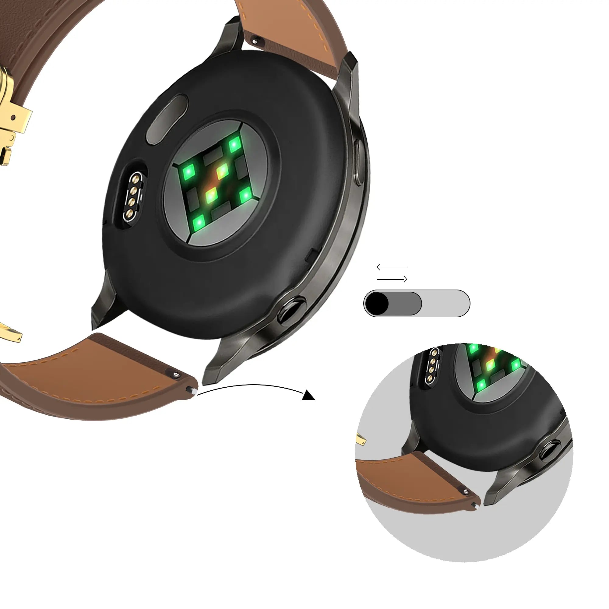 Bandz Samsung Galaxy Watch 6 - 40mm Leather Strap 'D-Type' (Dark Brown)