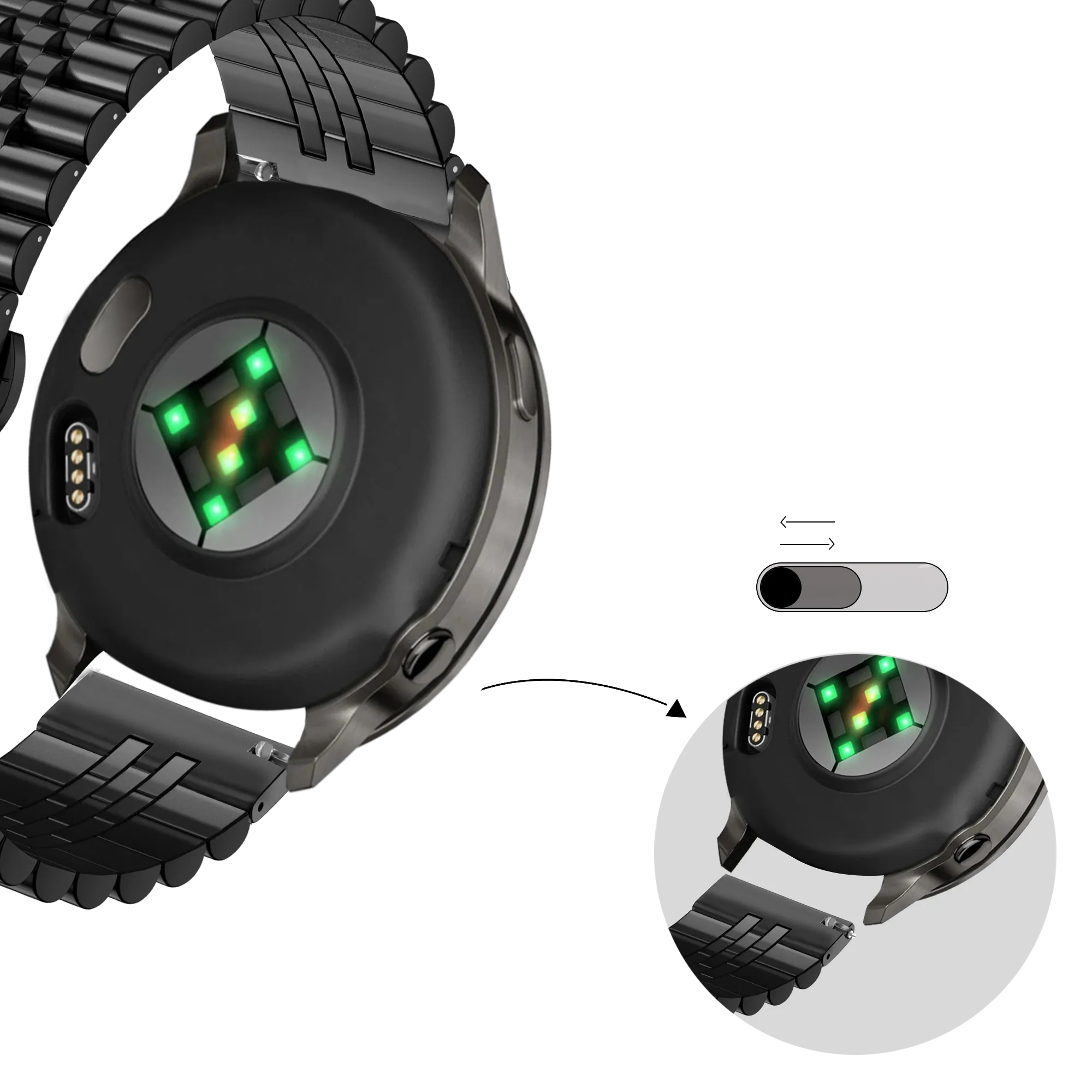 Bandz Garmin Venu SQ 2 Stahlarmband 'Jubilee' (Schwarz)