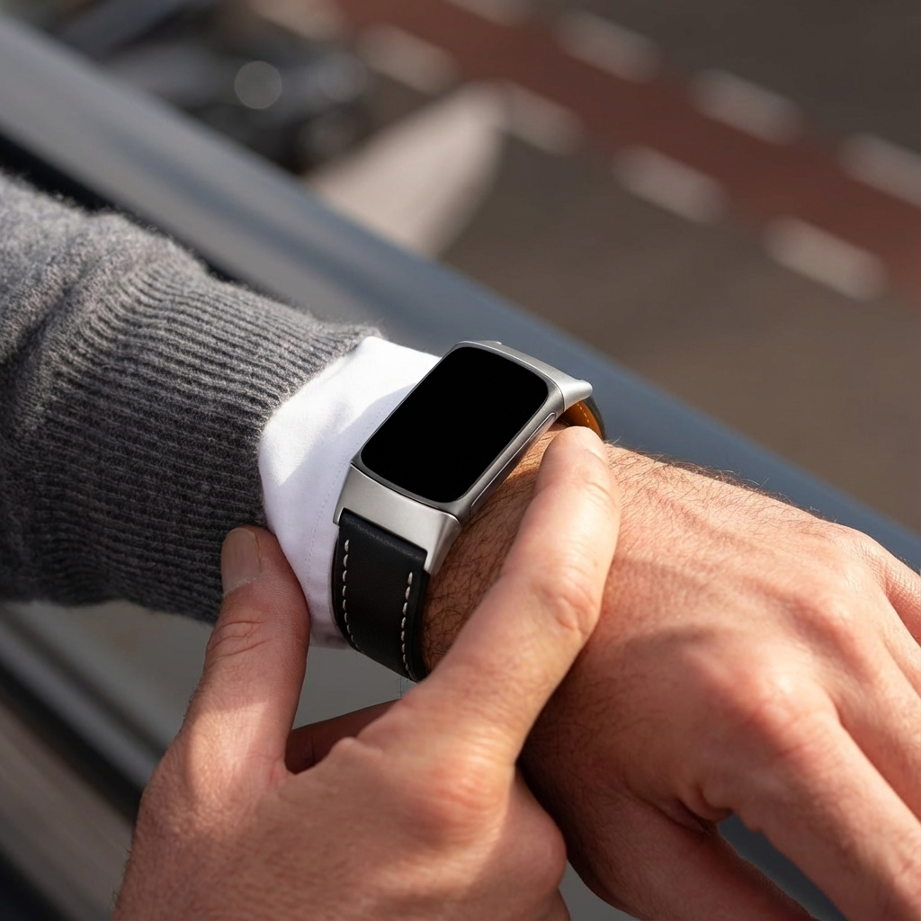 Fitbit Charge 5 Modern Lederarmband (Schwarz)