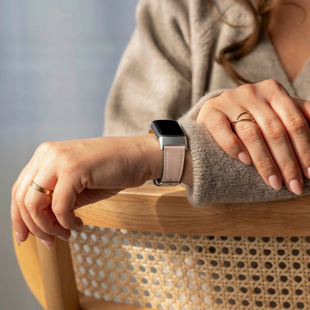 Fitbit Charge 5 Modern Lederarmband (Hellbeige)