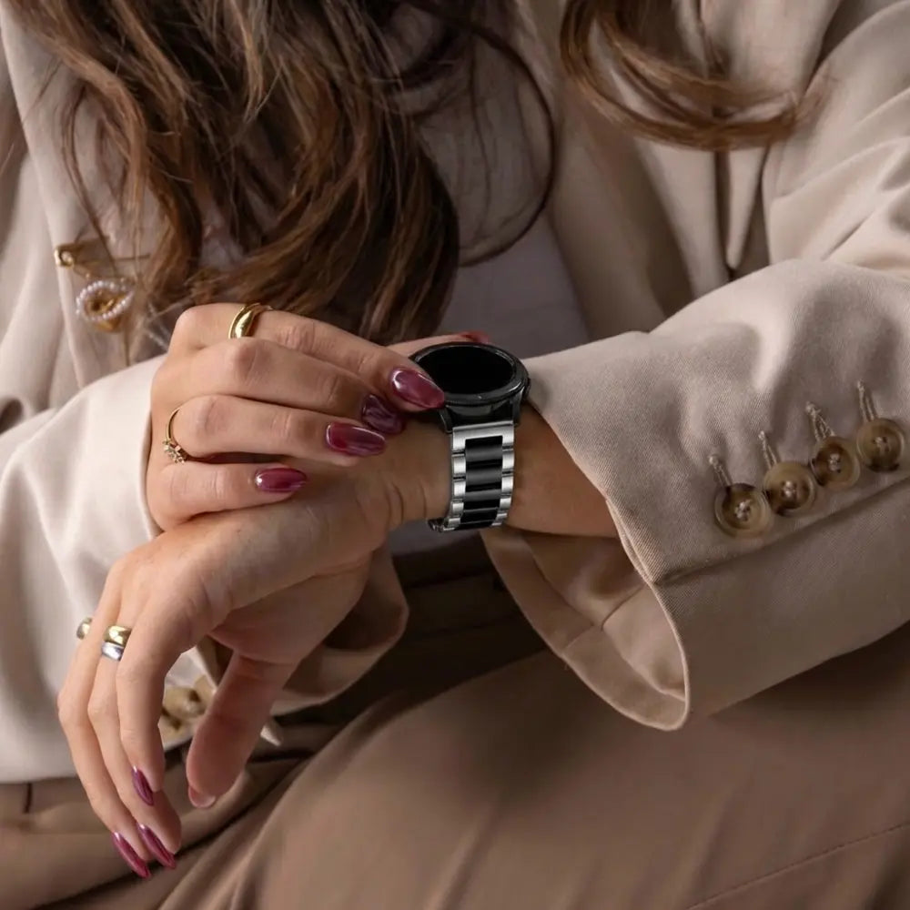 Samsung Galaxy Watch 46mm Gliederarmband (Silber / Schwarz)