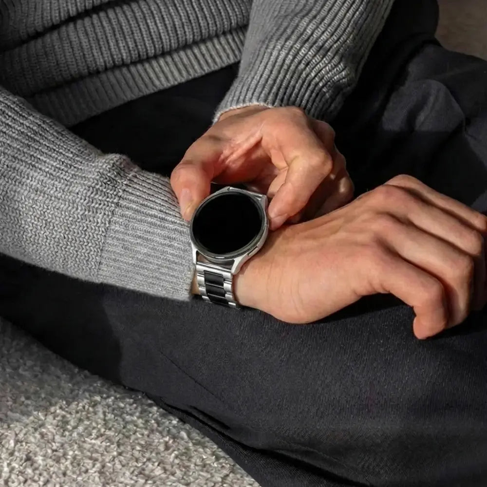 Samsung Galaxy Watch 46mm Gliederarmband (Silber / Schwarz)