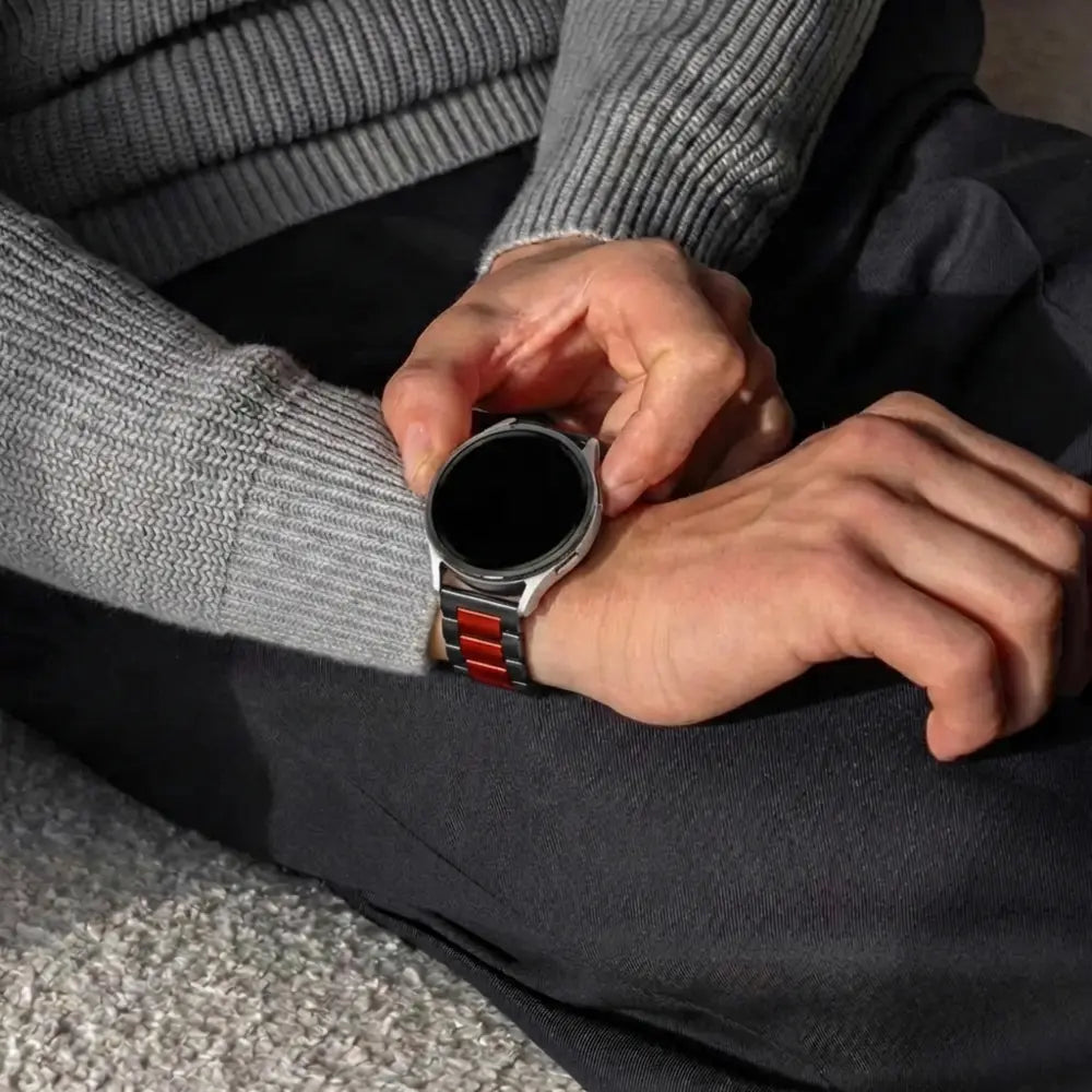 Samsung Galaxy Watch 46mm Gliederarmband (Schwarz / Rot)