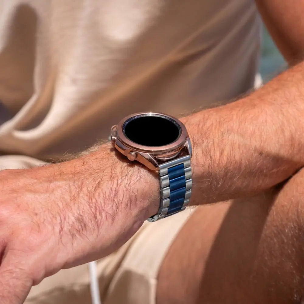 Samsung Galaxy Watch 46mm Stahlarmband (Silber/Blau)