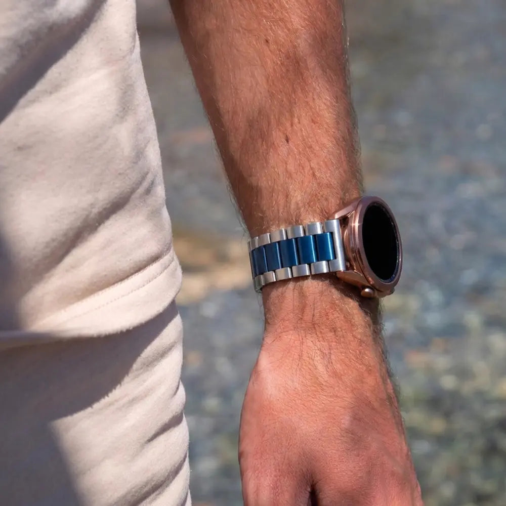 Samsung Galaxy Watch 46mm Stahlarmband (Silber/Blau)