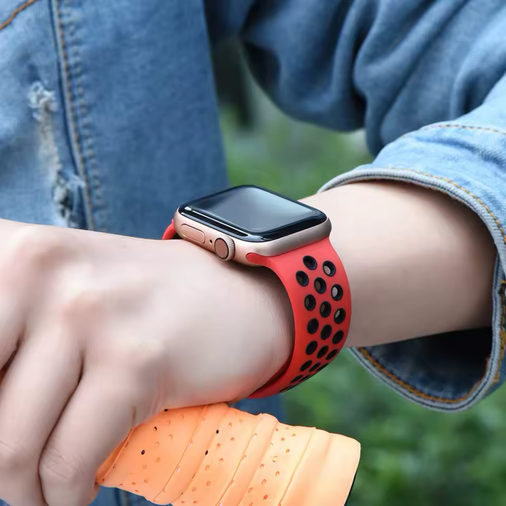 Apple Watch Sportarmband (Rot/Schwarz)