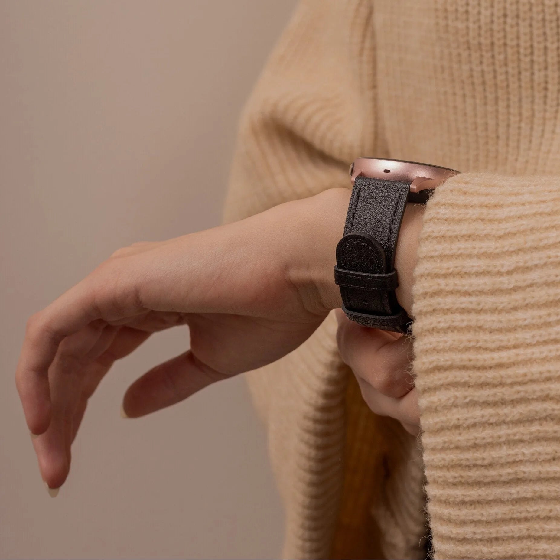 Coros Pace 3 Modernes Lederarmband (Schwarz)