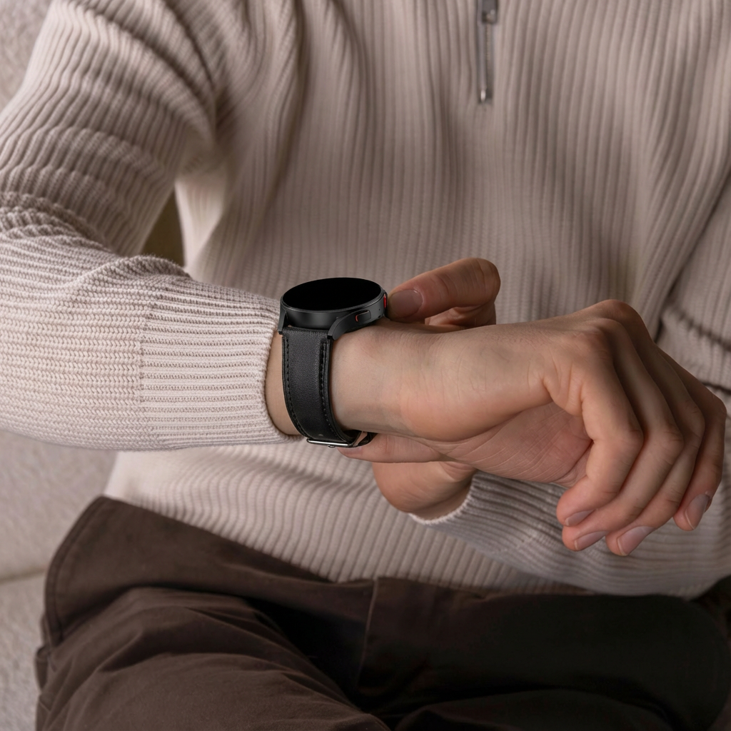 Fossil Gen 5e 44mm Leather Strap (Slim-Black)