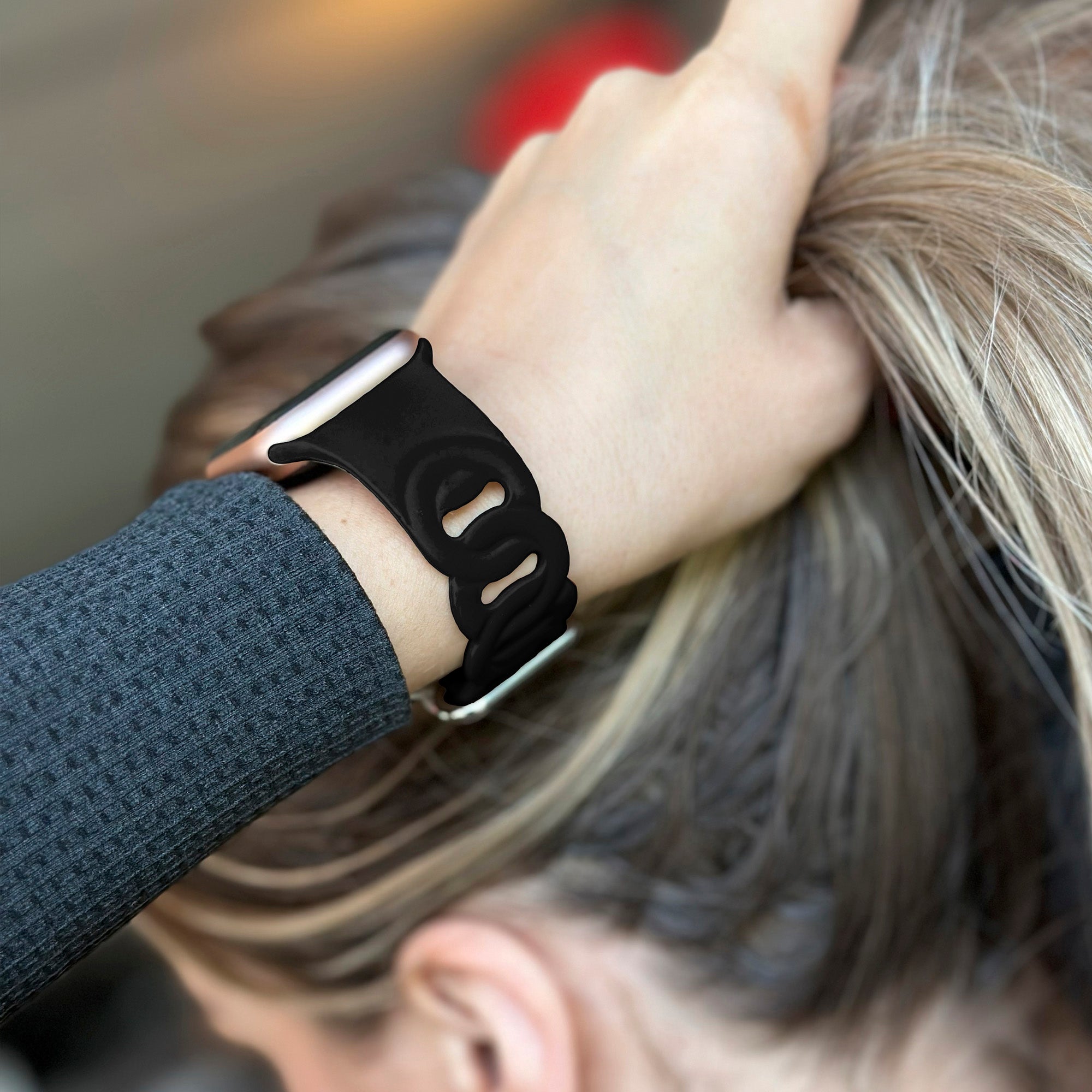 Apple Watch Silikon Kettenarmband (Schwarz)