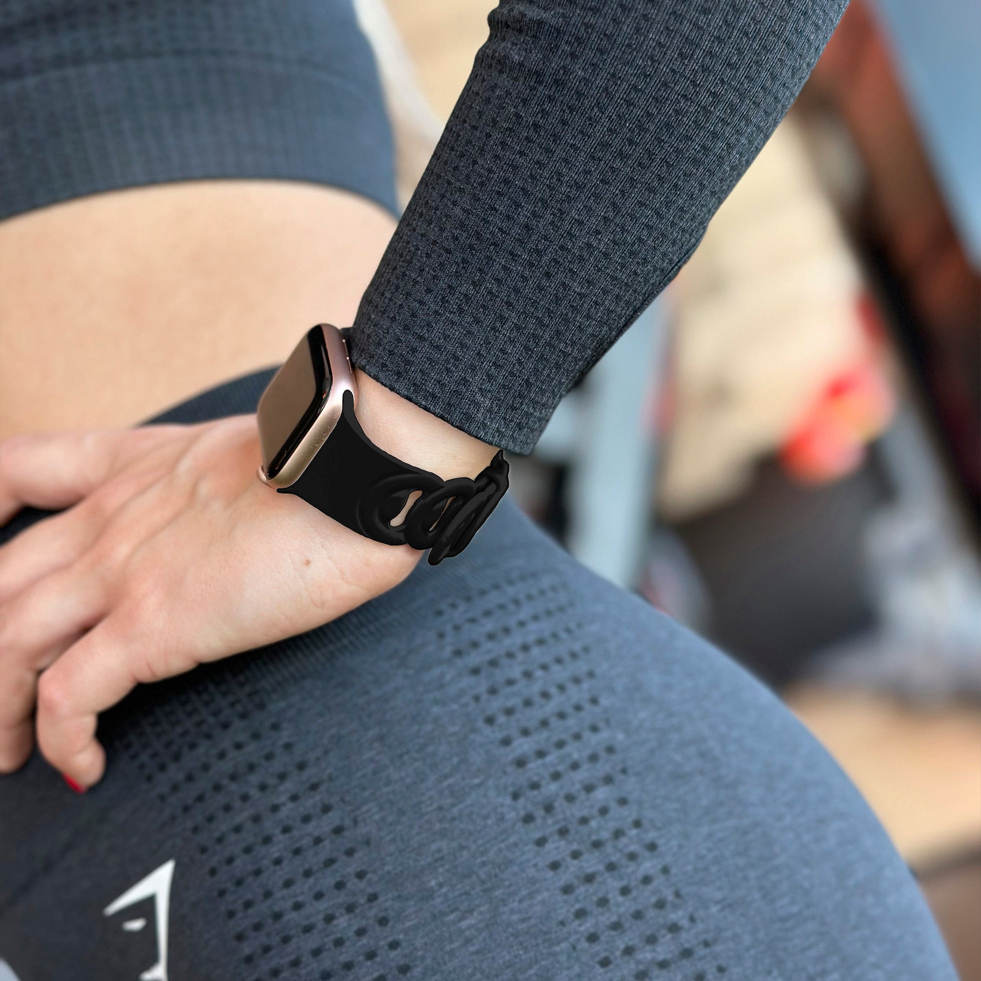 Apple Watch Silikon Kettenarmband (Schwarz)