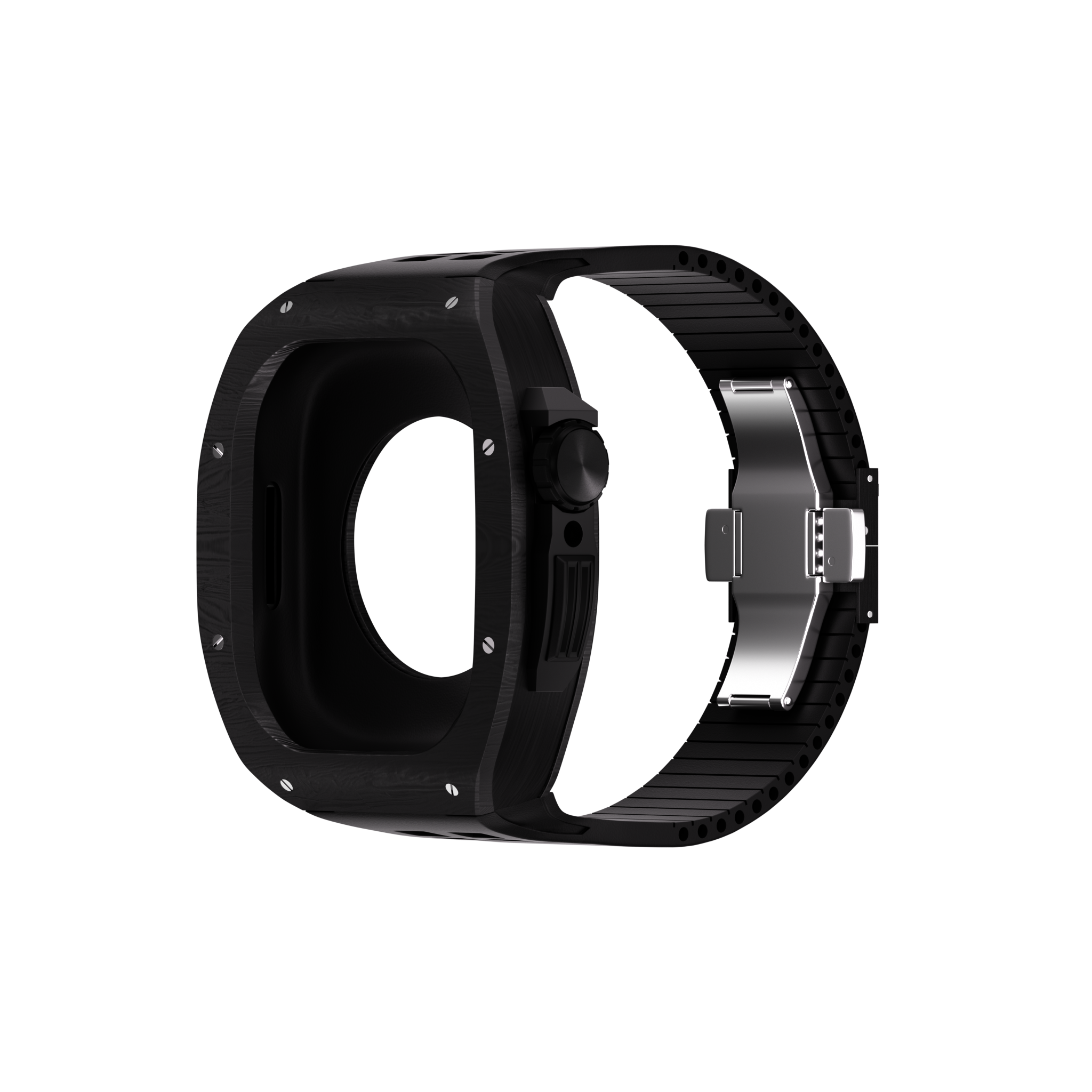 Reqior Apple Watch 45mm Polymer Hülle mit integriertem Gummi-Armband (Ruß)