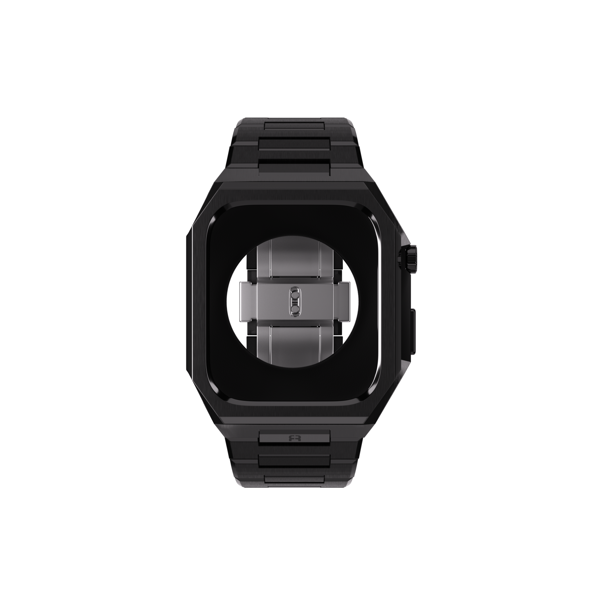 Reqior Apple Watch 45mm Hülle mit integriertem Stahlarmband 'Nautilus' (Schwarz)