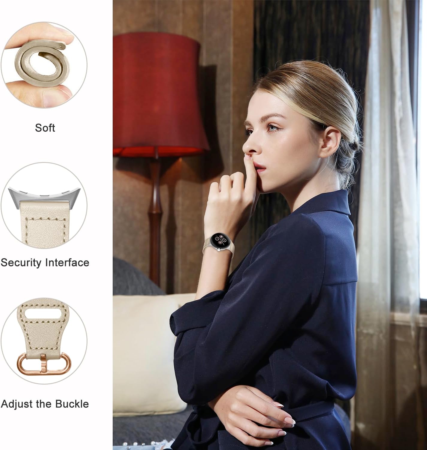 Google Pixel Watch 3 - 41mm Leder Schnallenarmband (Beige)